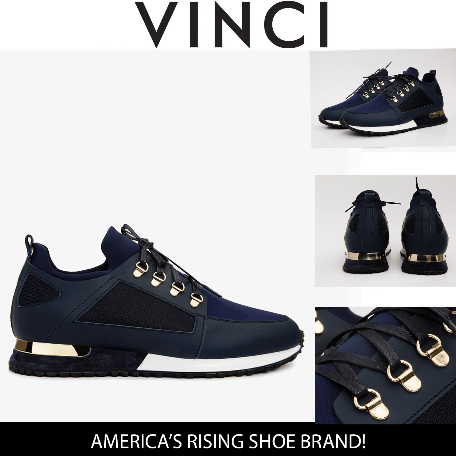 non-slip The Emir Navy Leather Men Sneaker