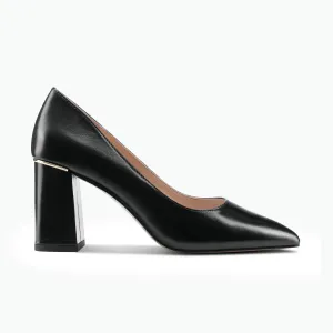 Pointed Pumps Nova Heel | Black oiled leather