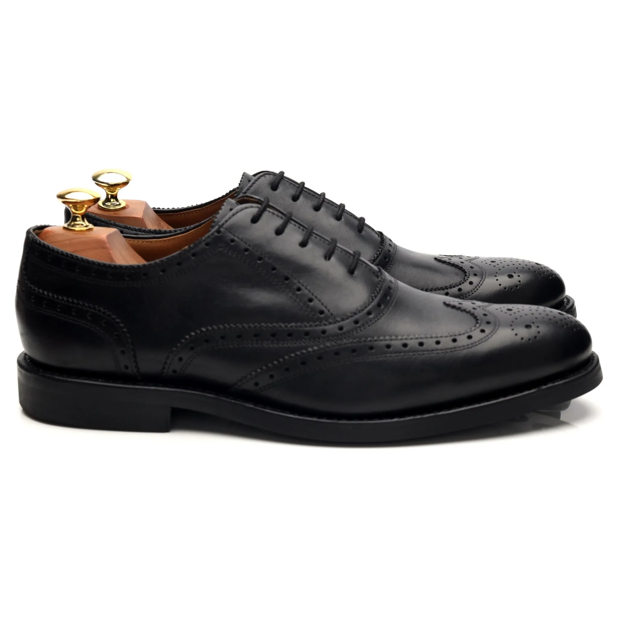 'Gosport' Black Leather Oxford Brogues UK 8 F Comfortable Walk