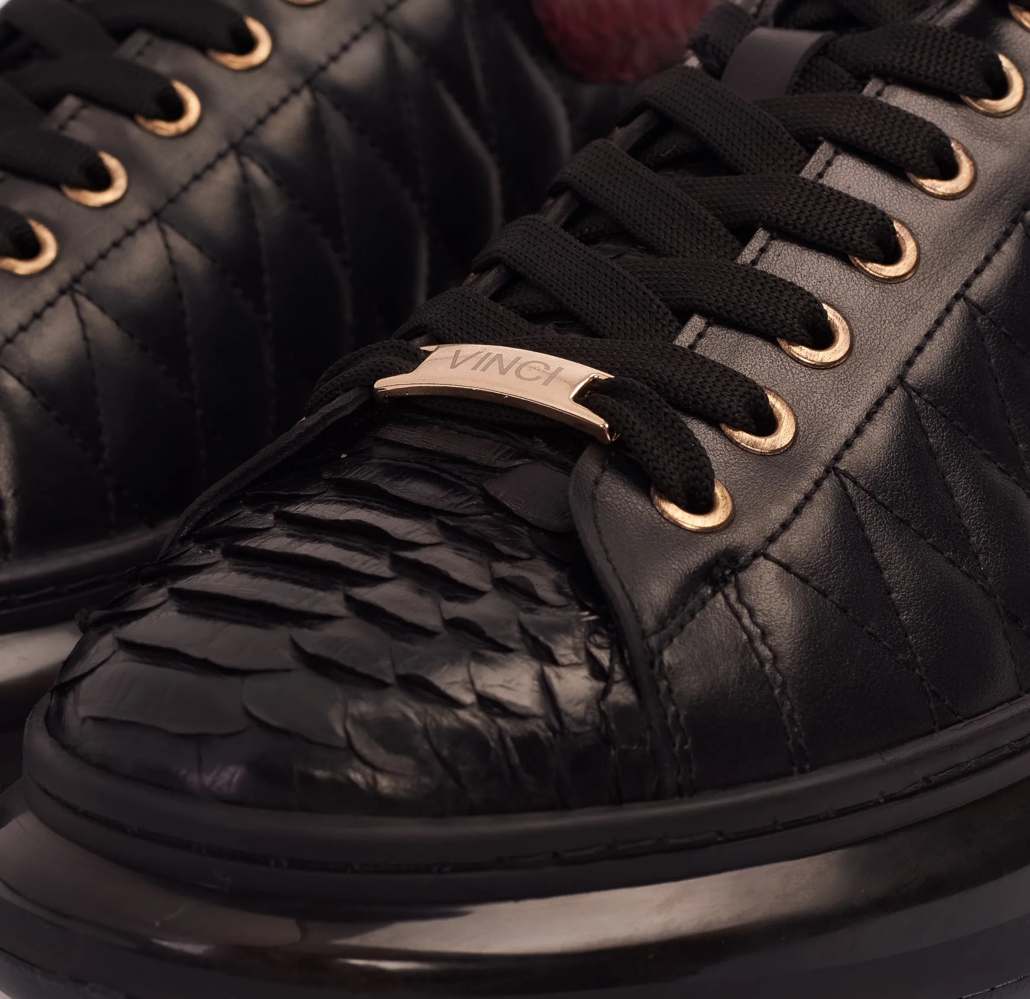 Odor-free The Adler Pyht  Snk Skin Black & Burgundy Men Sneaker