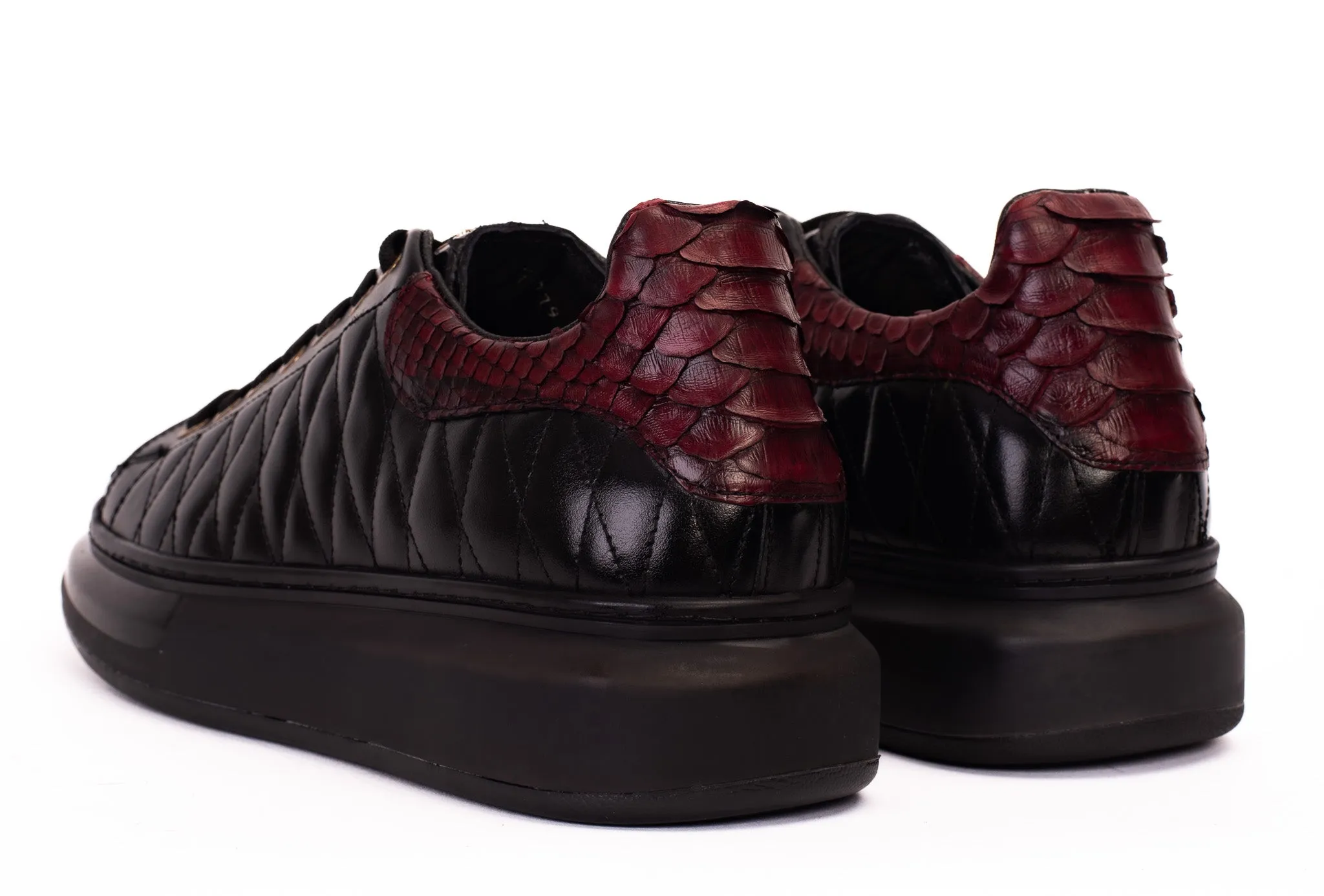 Odor-free The Adler Pyht  Snk Skin Black & Burgundy Men Sneaker
