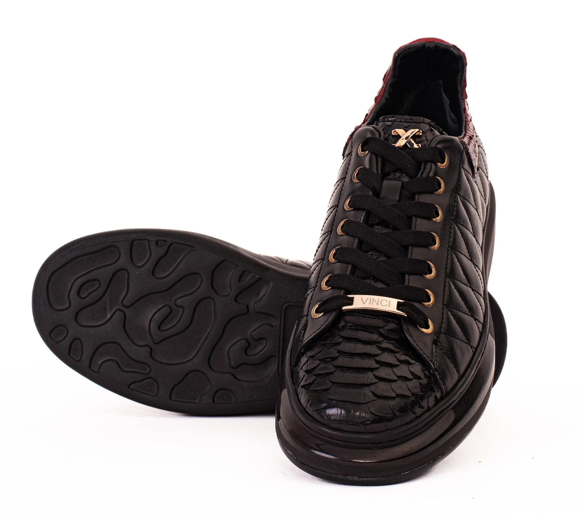Odor-free The Adler Pyht  Snk Skin Black & Burgundy Men Sneaker