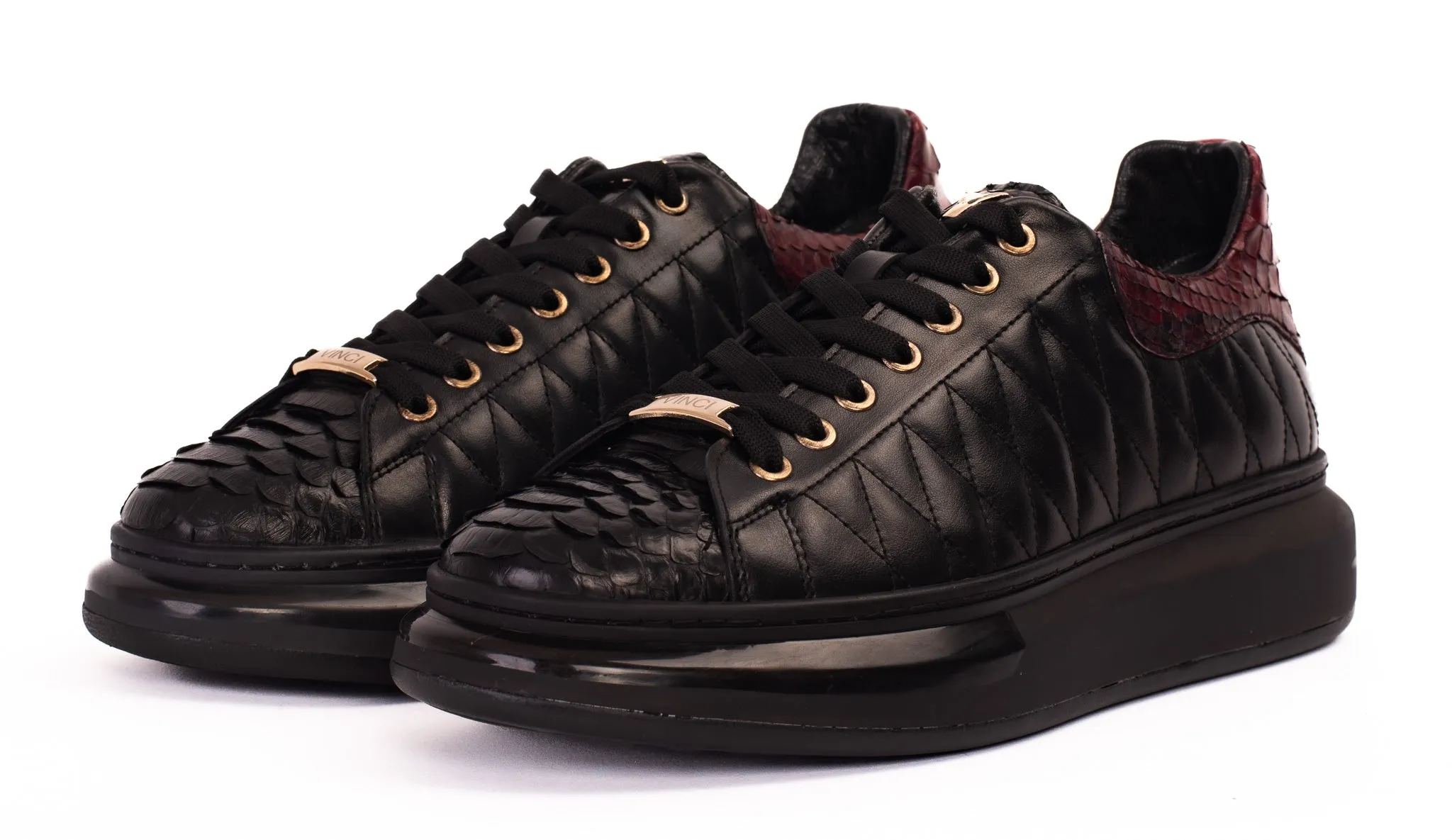 Odor-free The Adler Pyht  Snk Skin Black & Burgundy Men Sneaker