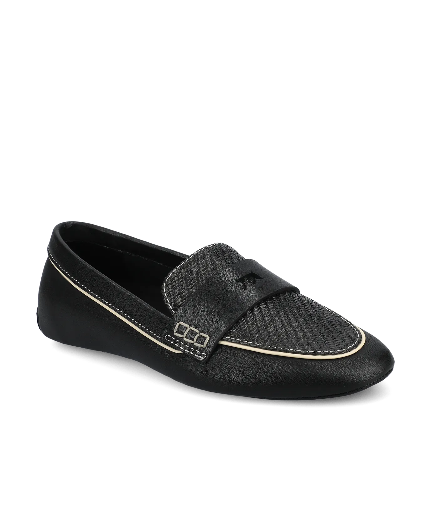 The Vesper Driver - Black Leather Raffia Fashionable Choice