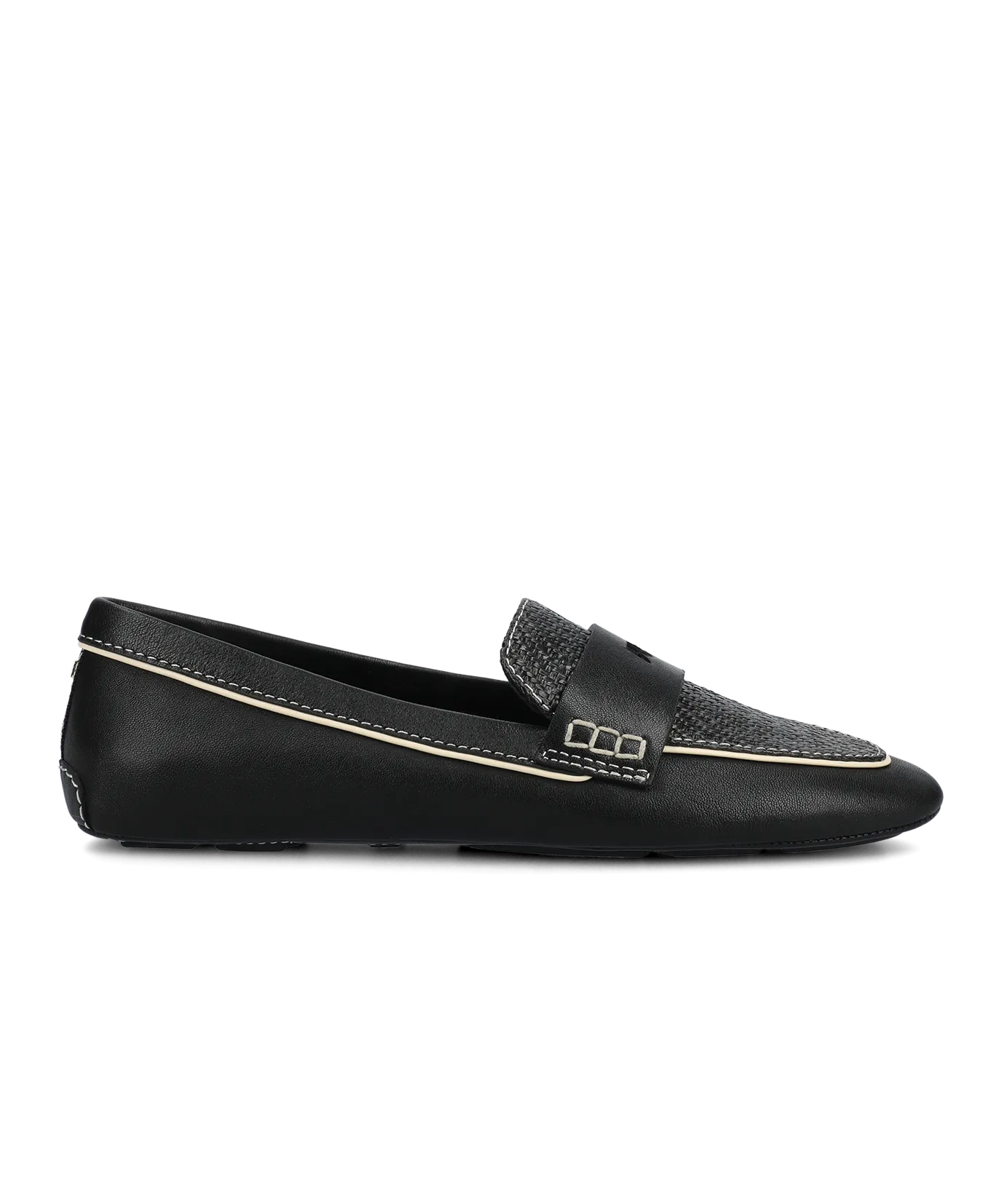 Odor-free The Vesper Driver - Black Leather Raffia
