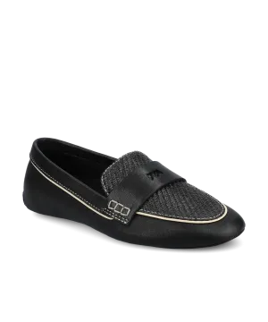 The Vesper Driver - Black Leather Raffia Premium Leather