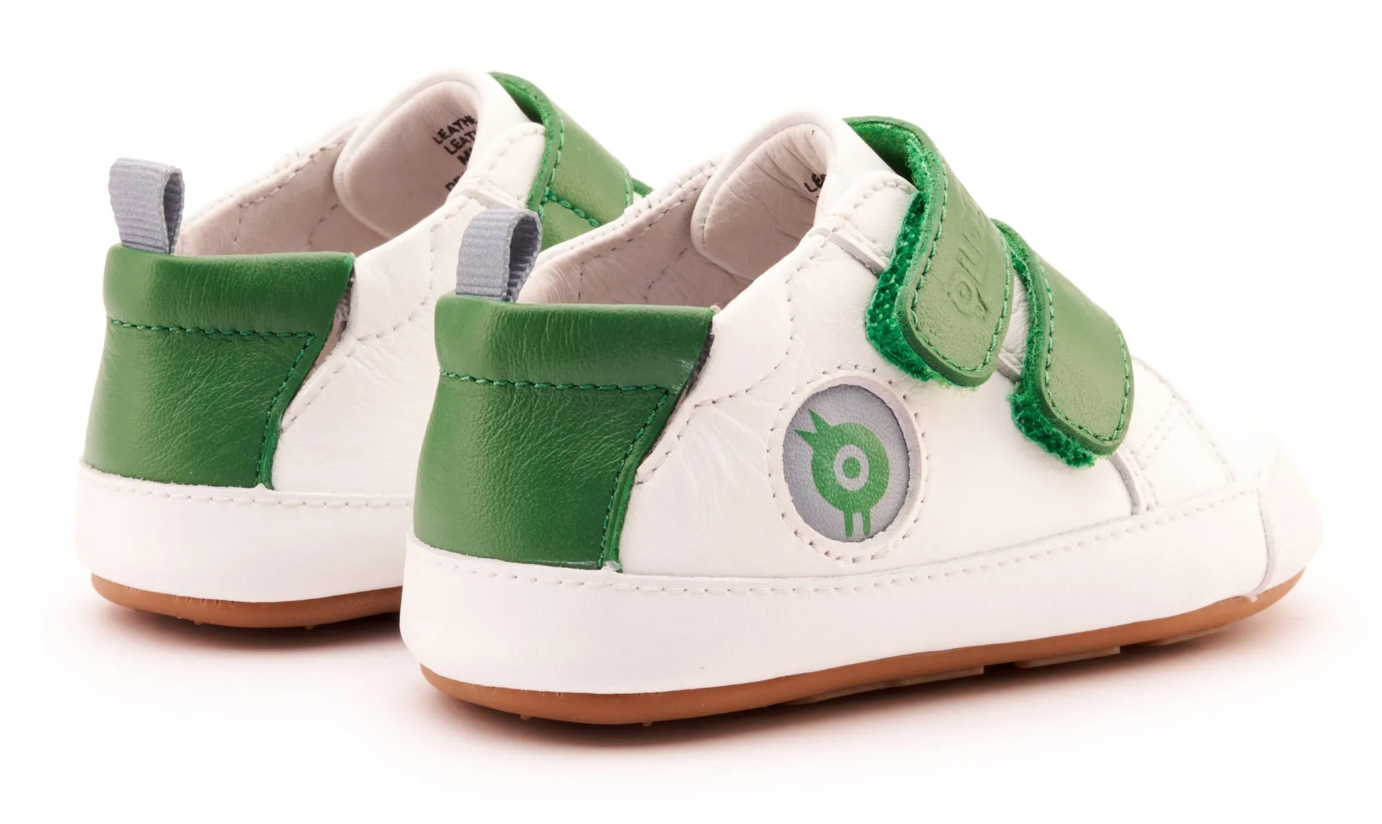 Old Soles Boy's & Girl's 0079RT Badge Bub Casual Shoes - Snow / Green Zip Up Style
