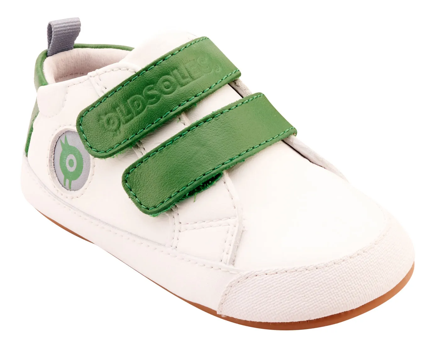 Old Soles Boy's & Girl's 0079RT Badge Bub Casual Shoes - Snow / Green Zip Up Style