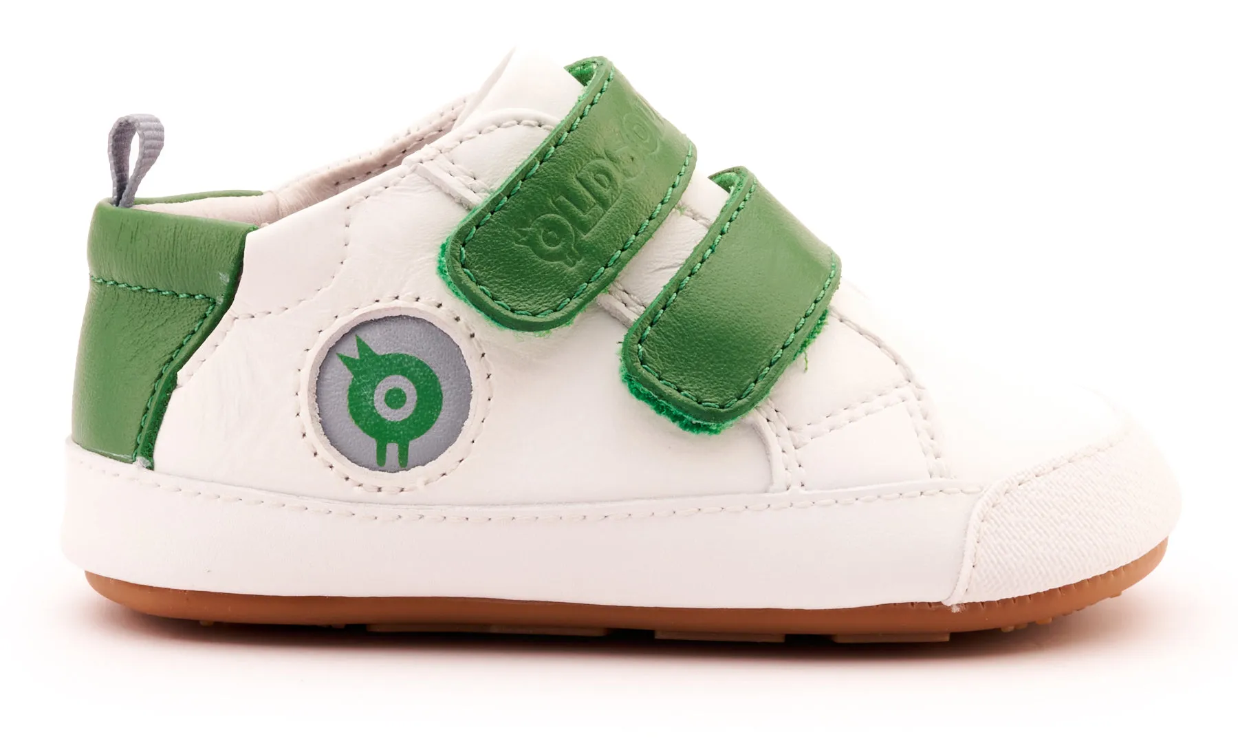 Old Soles Boy's & Girl's 0079RT Badge Bub Casual Shoes - Snow / Green Zip Up Style