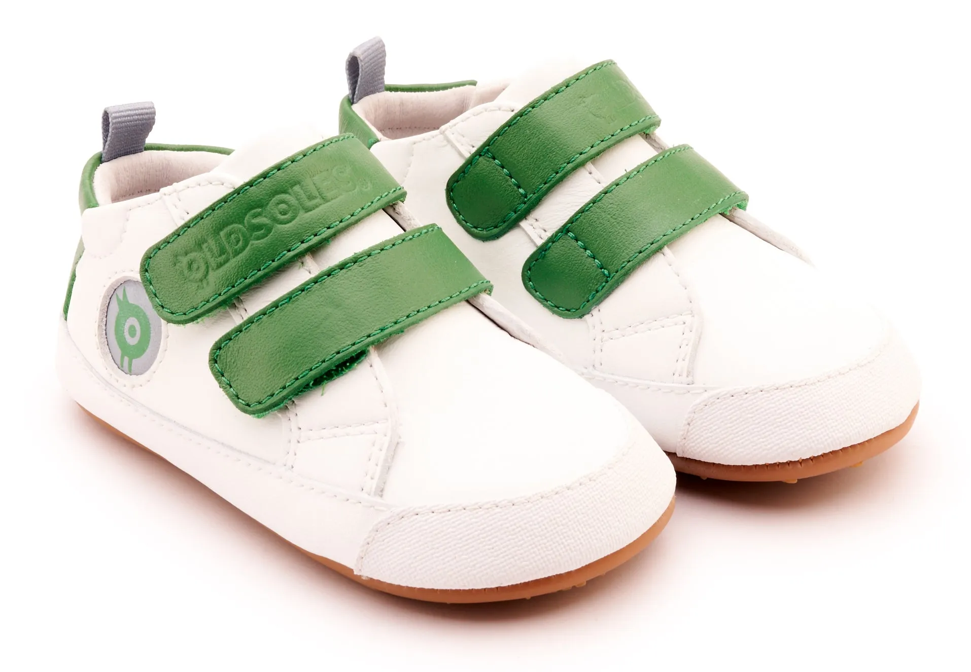 Old Soles Boy's & Girl's 0079RT Badge Bub Casual Shoes - Snow / Green Zip Up Style