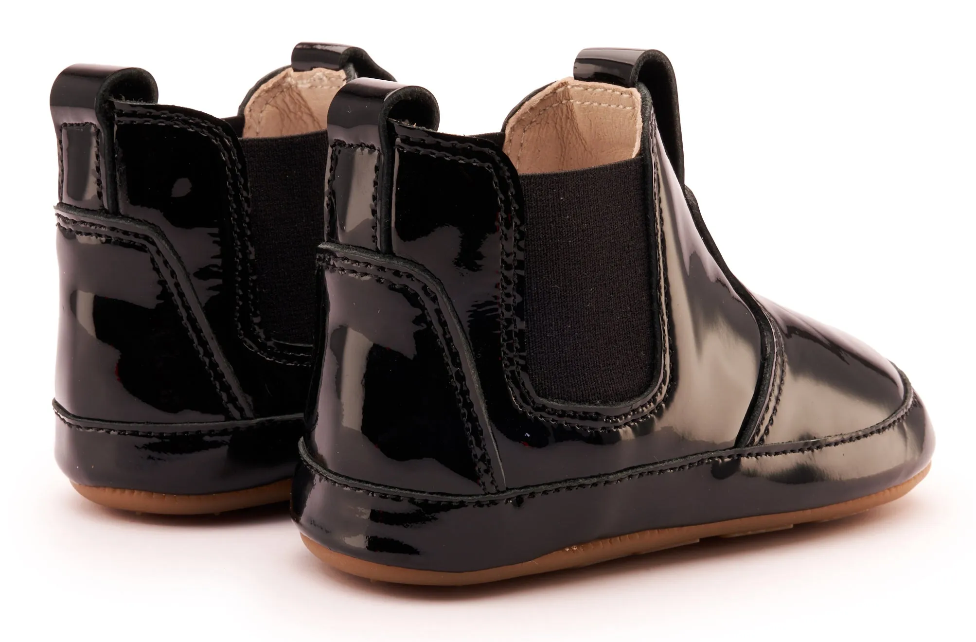 Old Soles Boy's & Girl's 188R Bambini Local Boots/Dress Shoes - Black Patent / Black Mobile Friendly