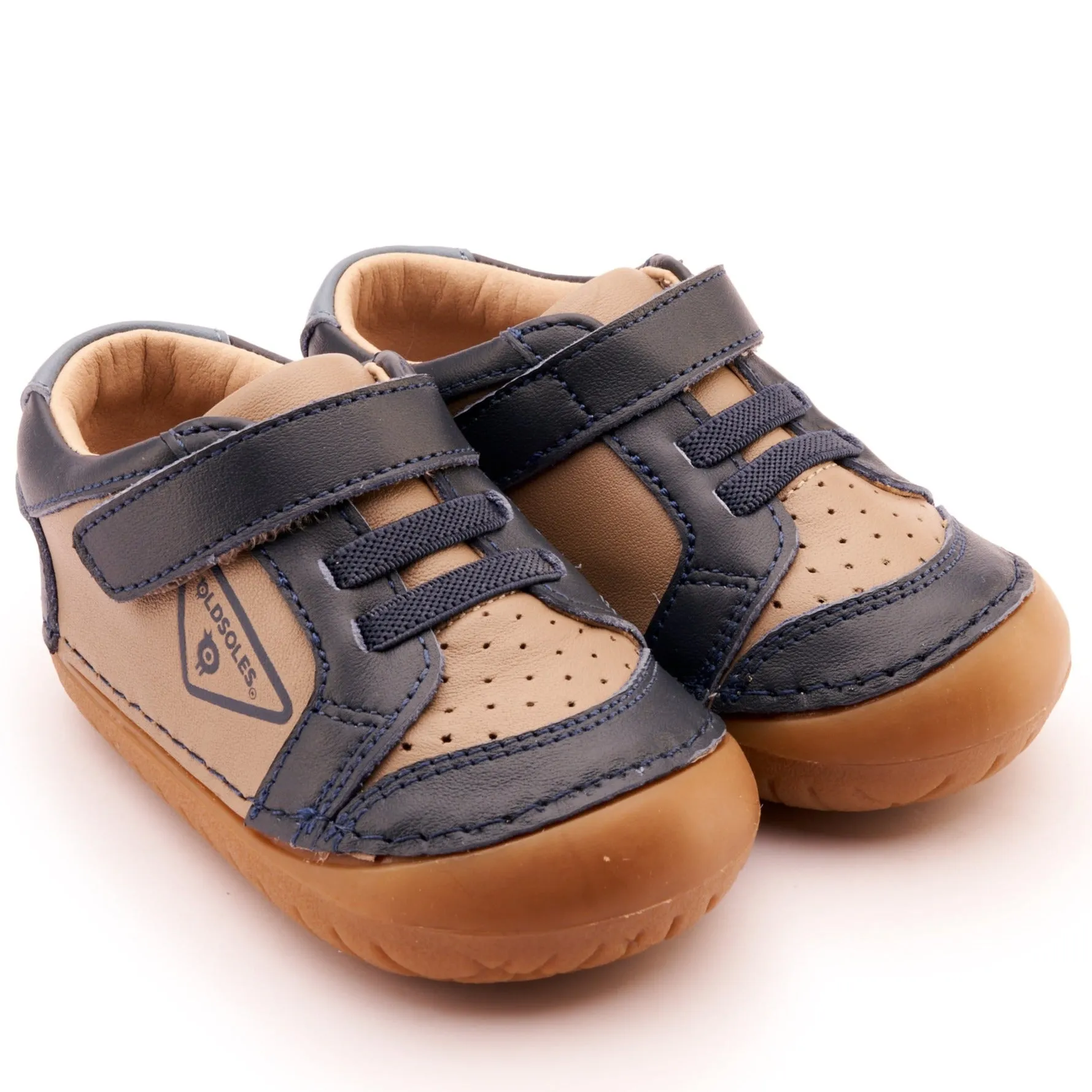 Old Soles Boy's & Girl's 4094 Badge Pave Casual Shoes - Taupe / Navy / Indigo Canvas Trim