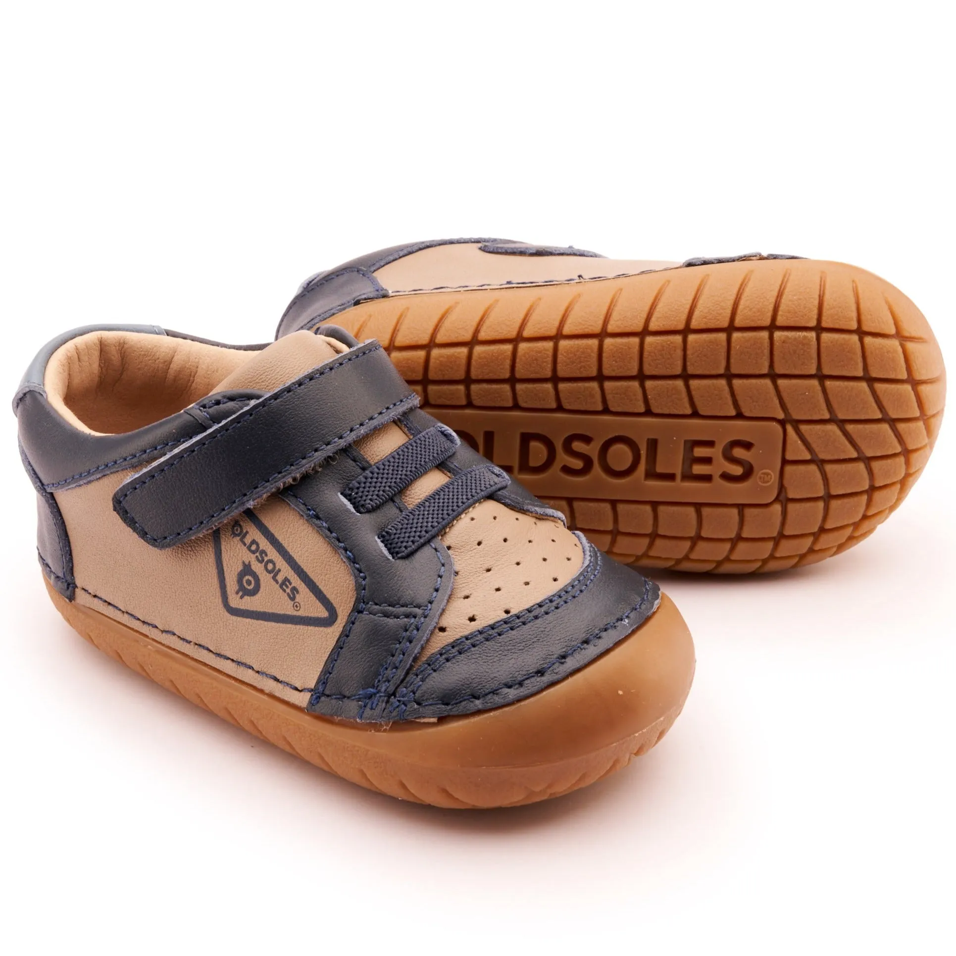 Old Soles Boy's & Girl's 4094 Badge Pave Casual Shoes - Taupe / Navy / Indigo Canvas Trim