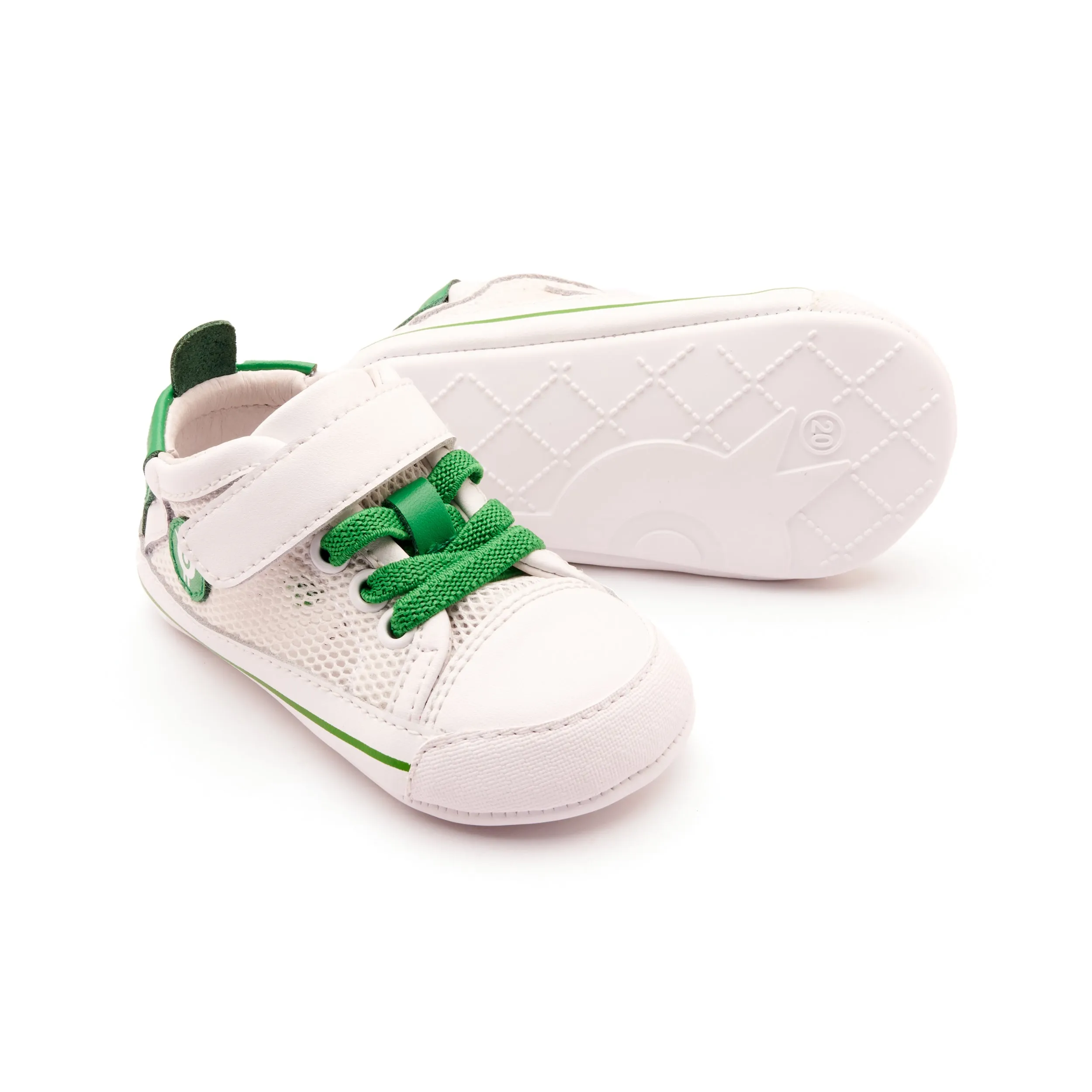 Old Soles Boy's and Girl's 0083RT Baby Mesh Casual Shoes - Snow / Neon Green / Snow Sole Personalized Touch