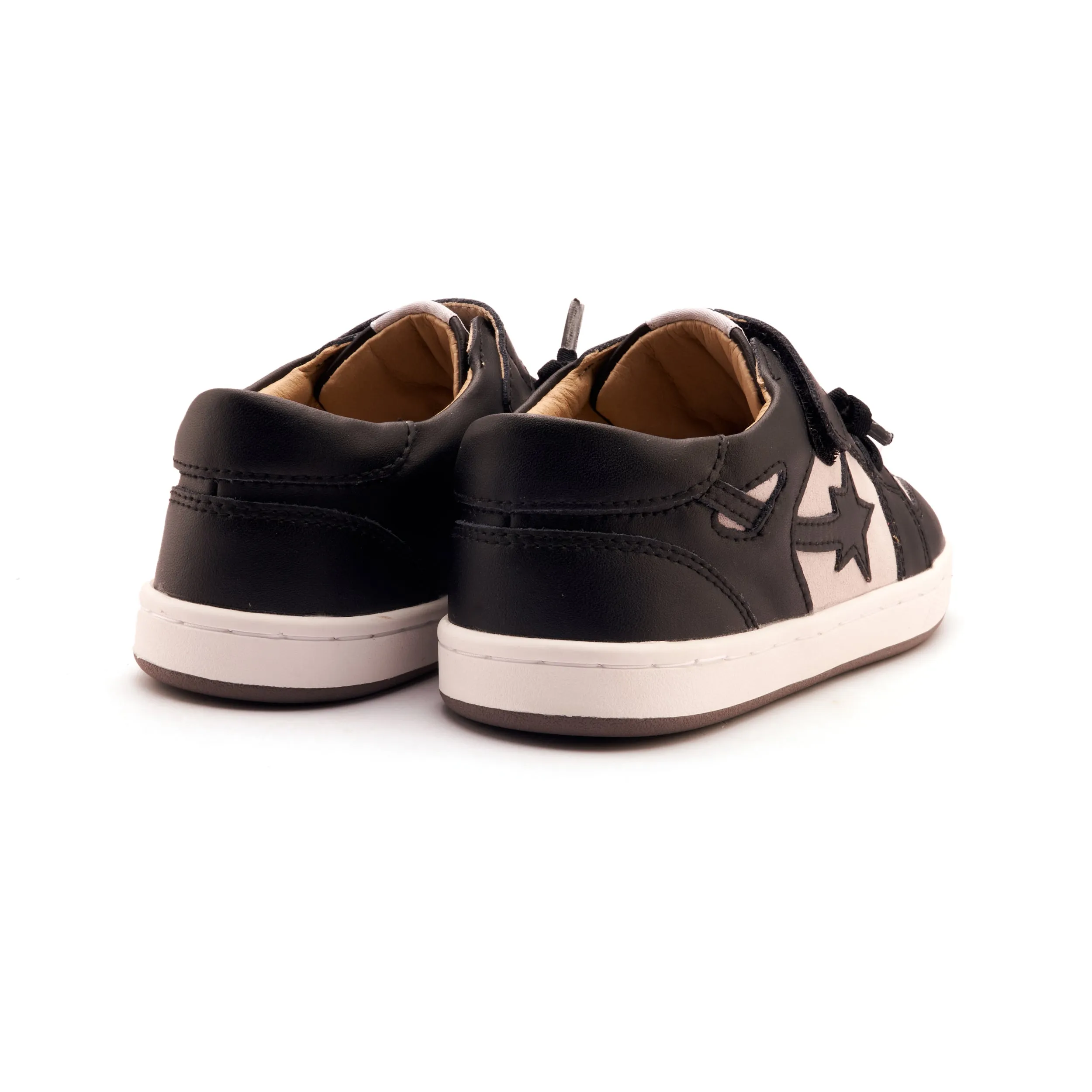 Old Soles Boy's and Girl's Cosmos Casual Shoes - Black / Light Grey Suede Buckle Details
