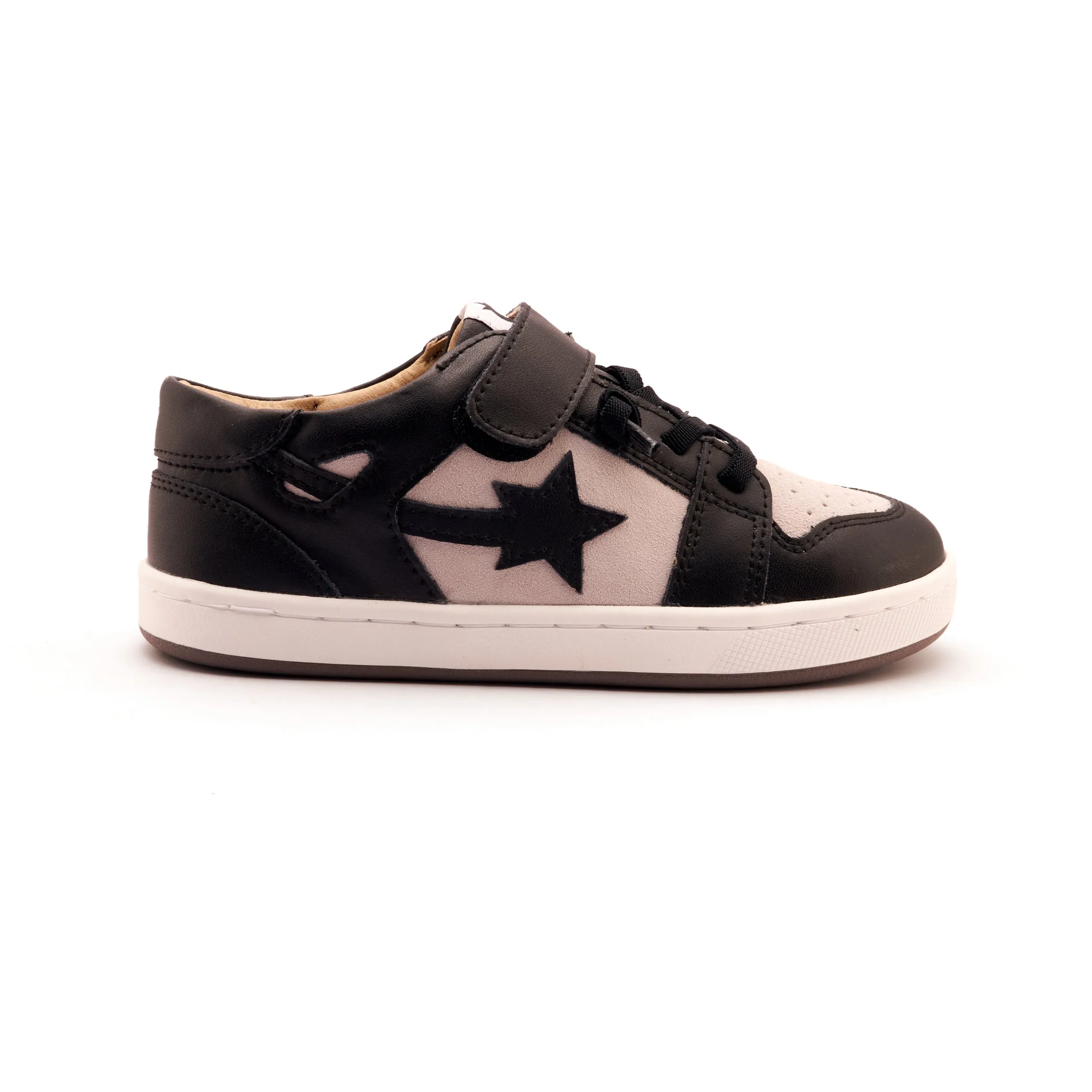 Old Soles Boy's and Girl's Cosmos Casual Shoes - Black / Light Grey Suede Buckle Details