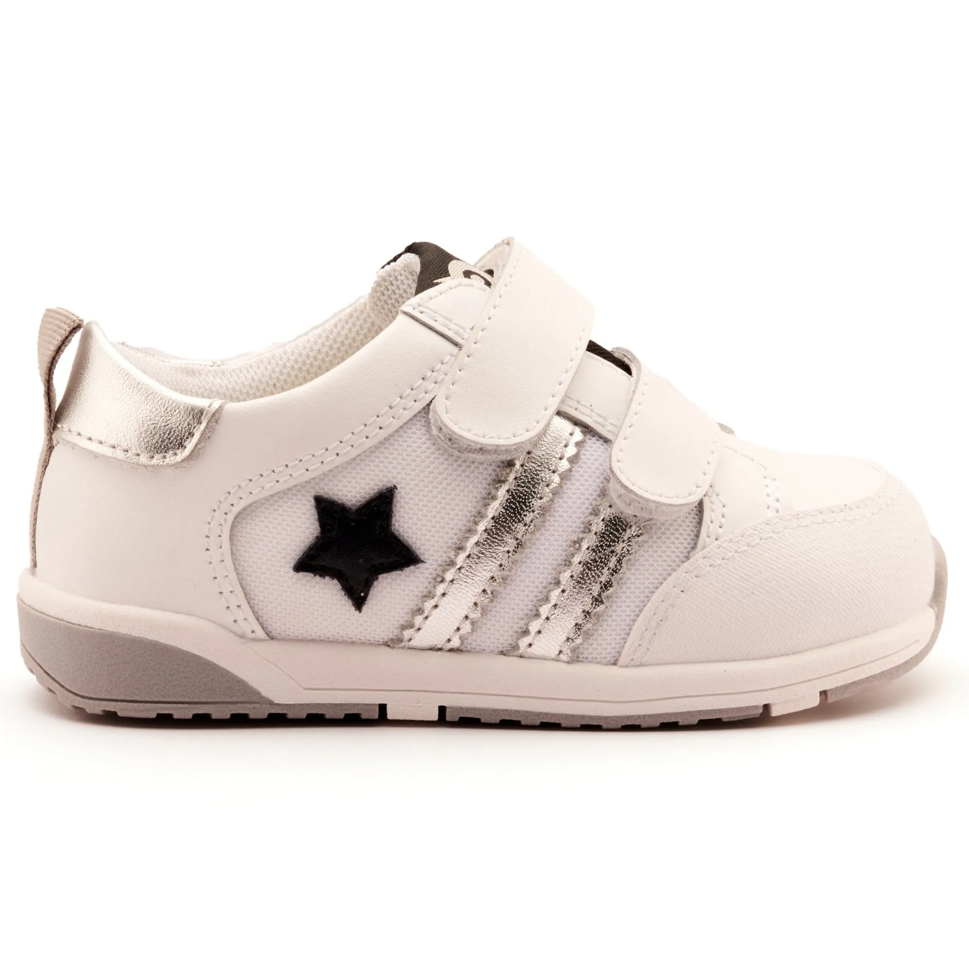 Old Soles Boy's and Girl's Field Squad Casual Shoes - Snow / Silver / Black Pom Pom Details