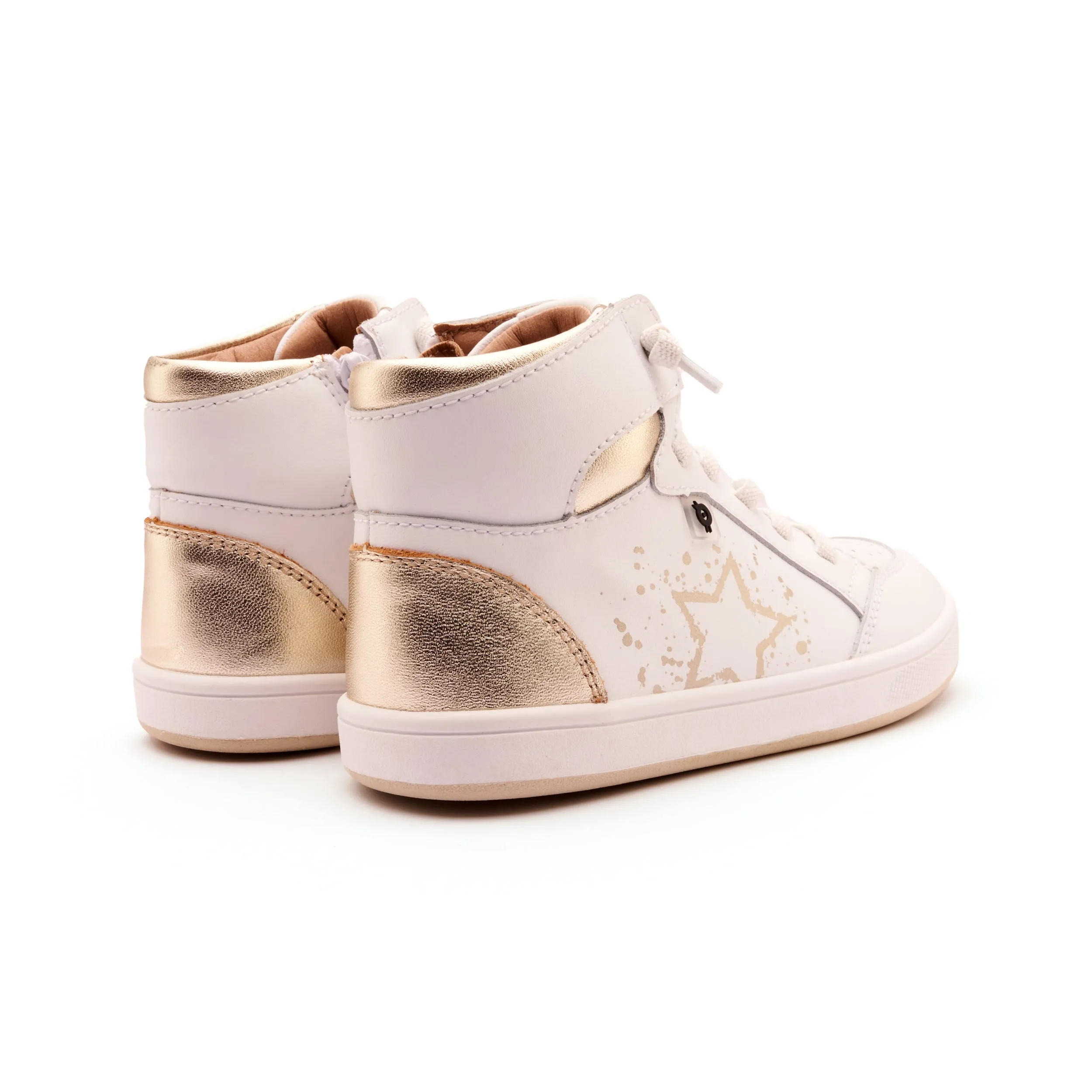 Old Soles Boy's and Girl's High Splash Casual Shoes - Snow / Gold / White Gold Soft Interior