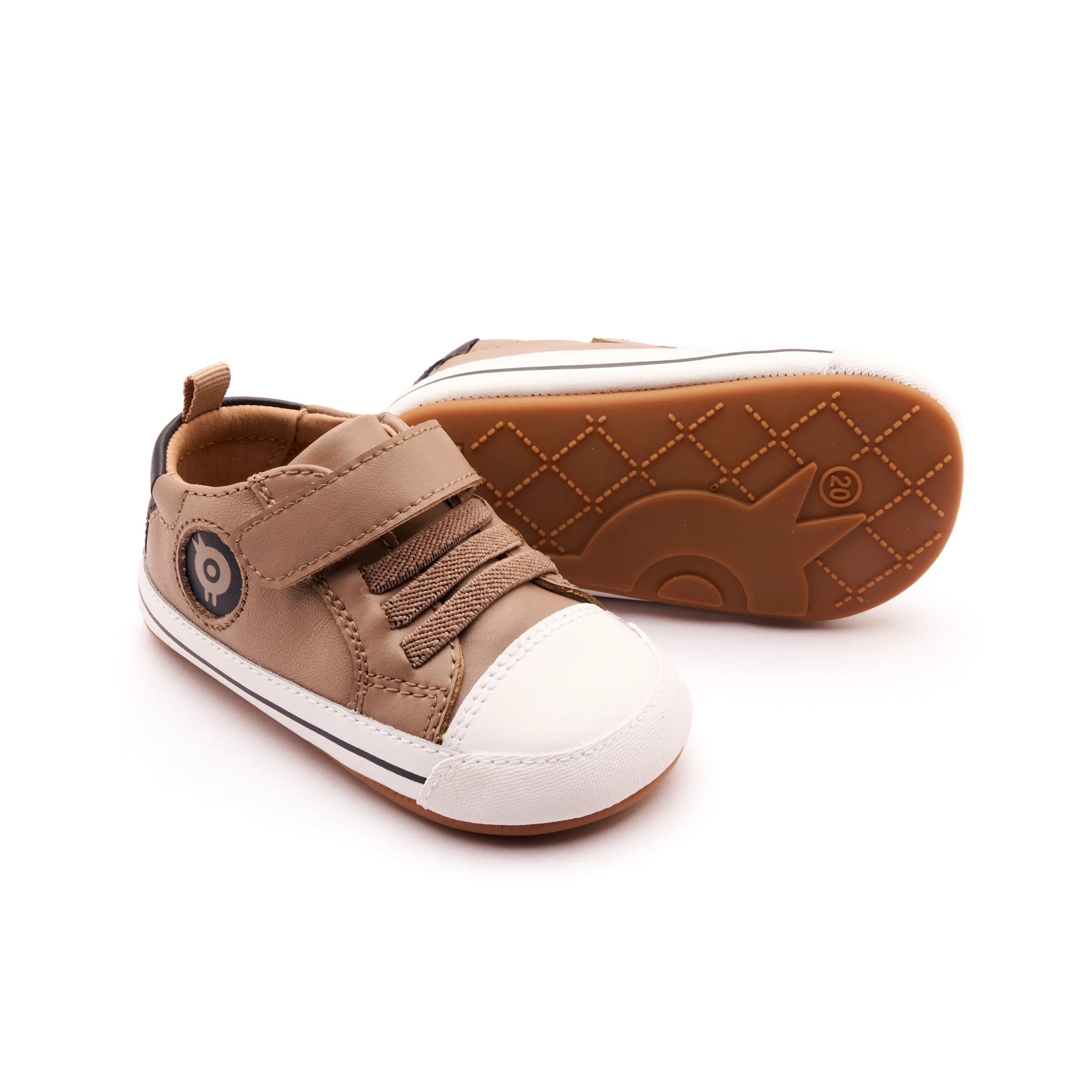 Old Soles Boy's and Girl's Team Bub Casual Shoes - Taupe / Navy Keychain Kids