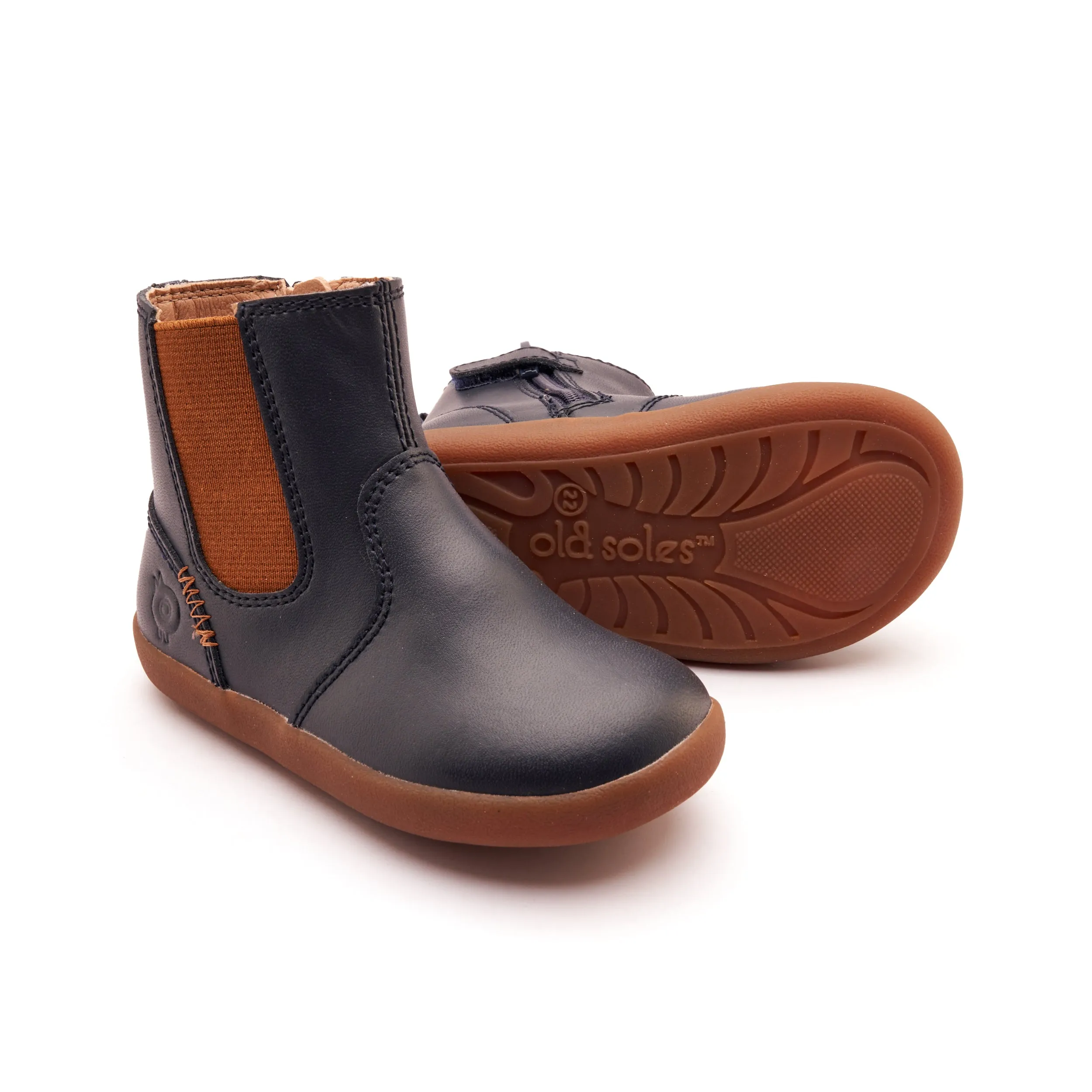 Old Soles Boy's and Girl's Ziggy Boot Boots - Navy Neutral Kids