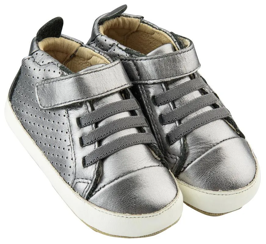 Old Soles Cheer Bambini First Walker Trainer Sneakers, Rich Silver / White Kids Fashion