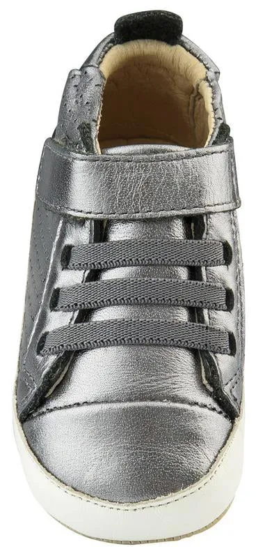 Old Soles Cheer Bambini First Walker Trainer Sneakers, Rich Silver / White Kids Fashion