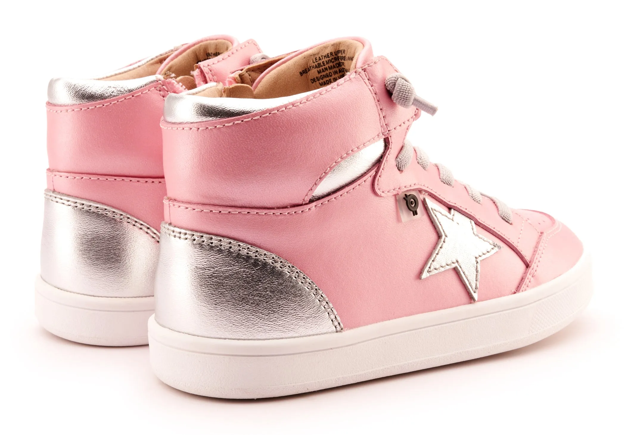 Old Soles Girl's 1003 Starling Casual Shoes - Pearlised Pink / Silver / Silver / White Sole Ribbon Details