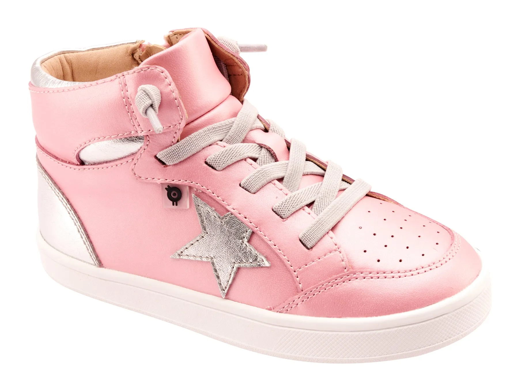 Old Soles Girl's 1003 Starling Casual Shoes - Pearlised Pink / Silver / Silver / White Sole Ribbon Details