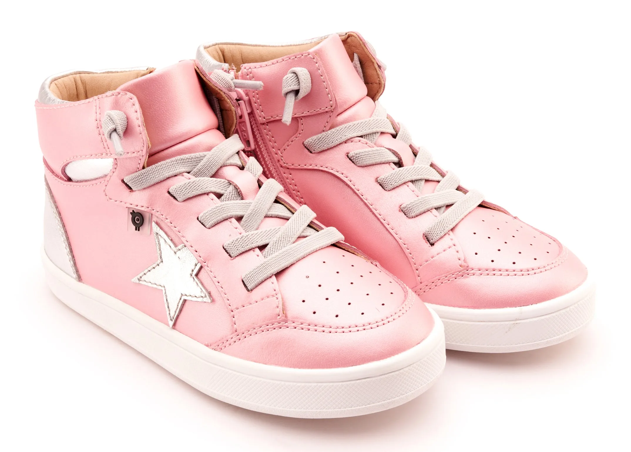 Old Soles Girl's 1003 Starling Casual Shoes - Pearlised Pink / Silver / Silver / White Sole Kids' sneakers