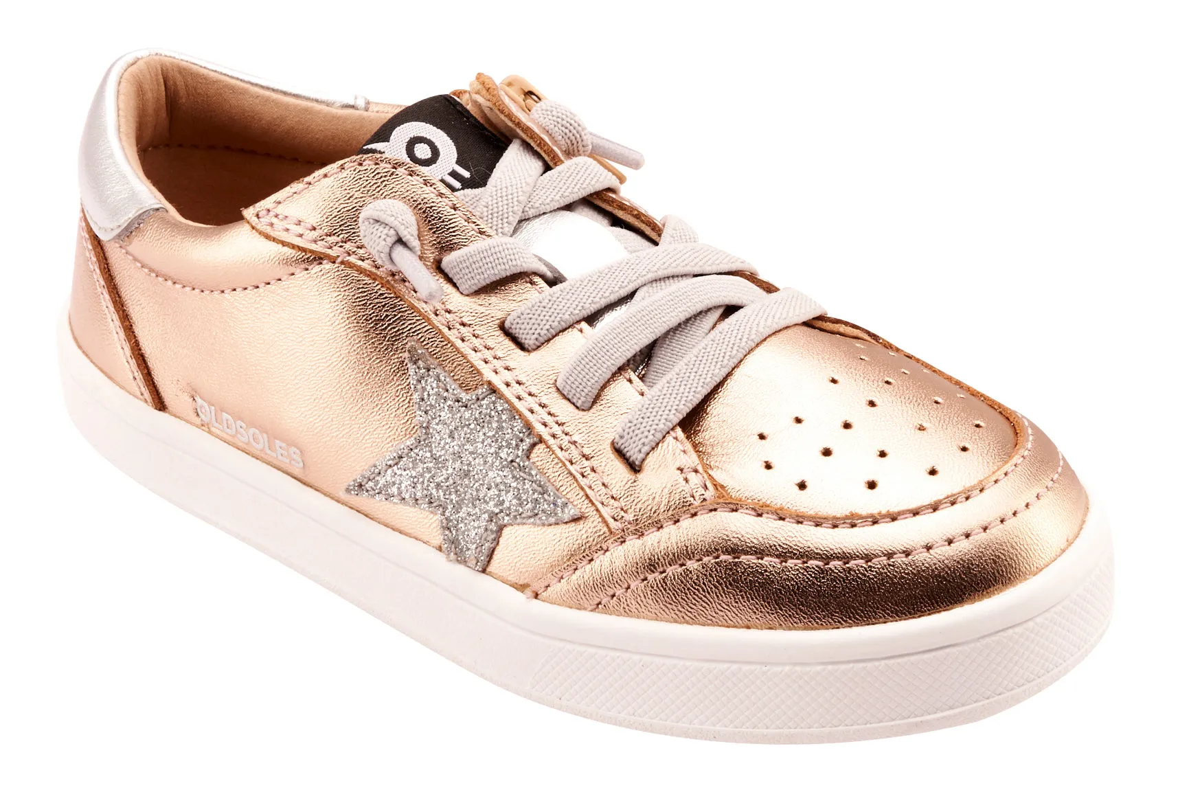 Old Soles Girl's 1006 Platinum Runner Casual Shoes - Copper / Glam Argent / Silver / White Sole Fashion Footwear