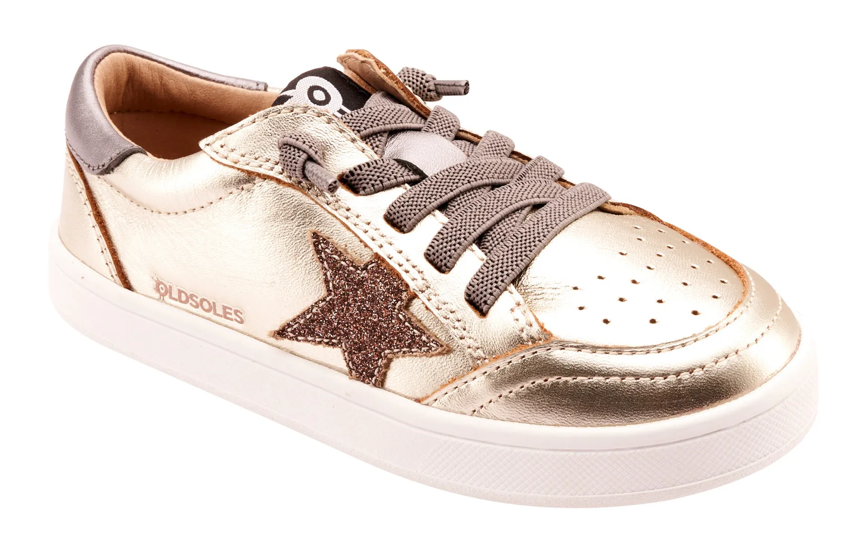 Old Soles Girl's 1006 Platinum Runner Casual Shoes - Titanium / Glam Choc / Rich Silver / White Sole Arch support