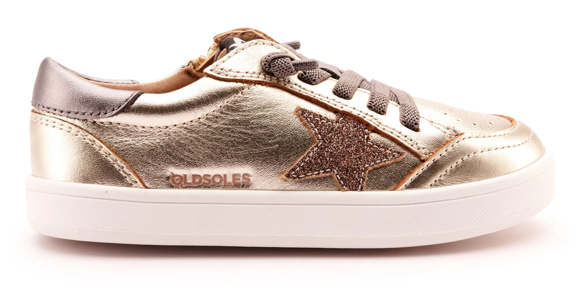 Old Soles Girl's 1006 Platinum Runner Casual Shoes - Titanium / Glam Choc / Rich Silver / White Sole Arch support
