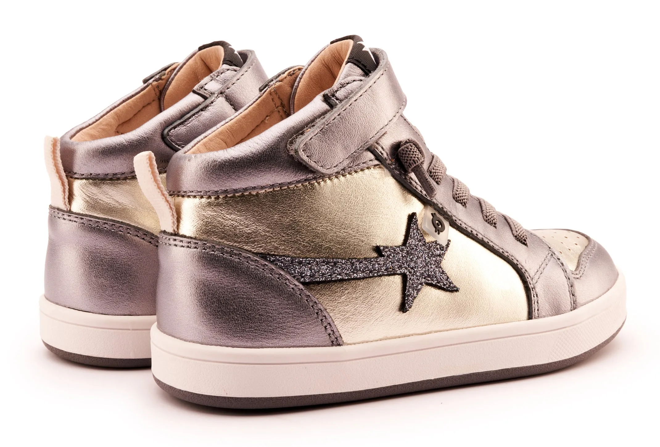 Old Soles Girl's 1007 Team-Star Casual Shoes - Titanium / Glam Gunmetal Bright Colors