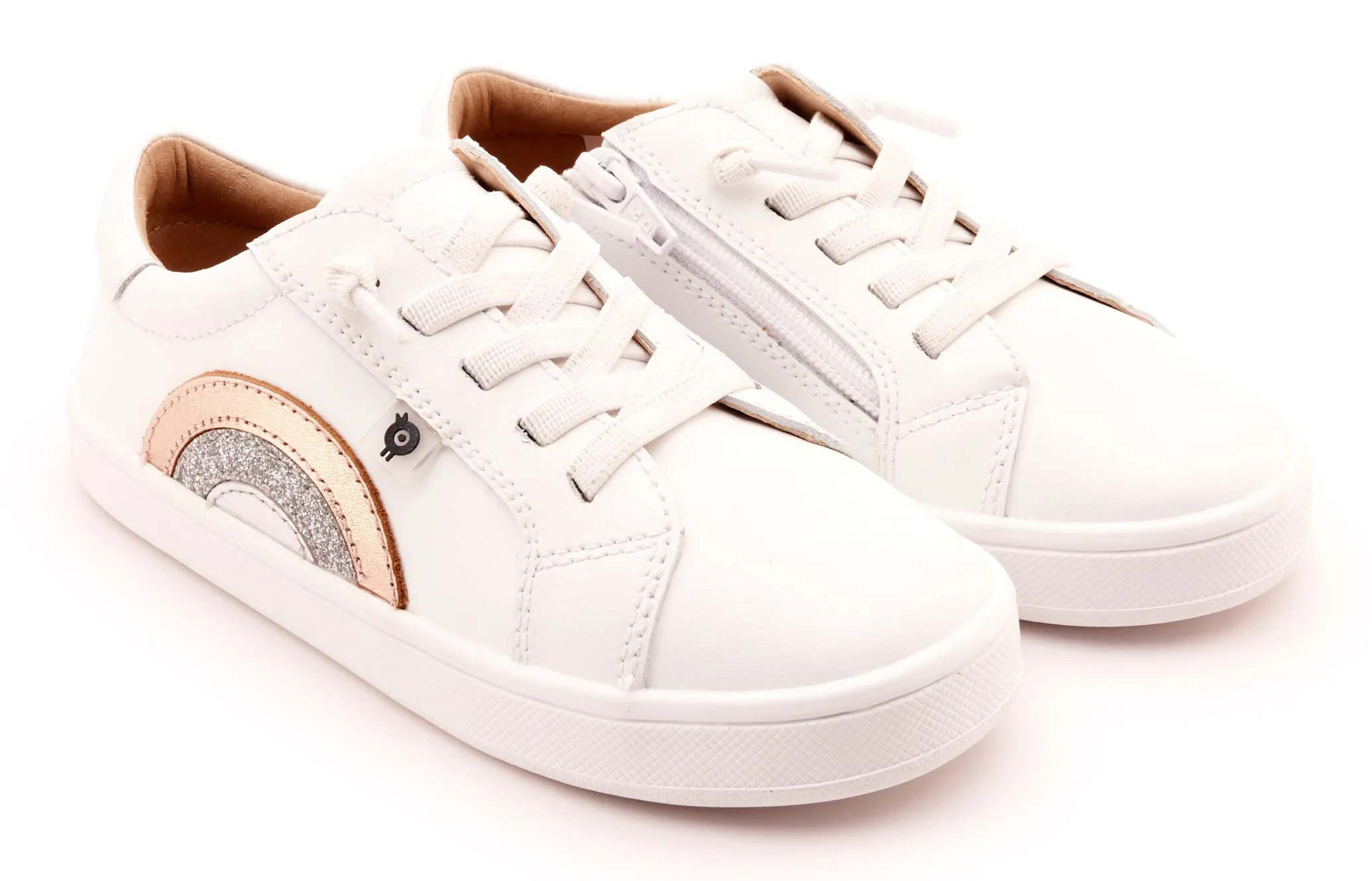 Old Soles Girl's 1010 Girl's Rainbow Jumpa Casual Shoes - Snow / Copper Kids' indoor shoes Cool kids' gear