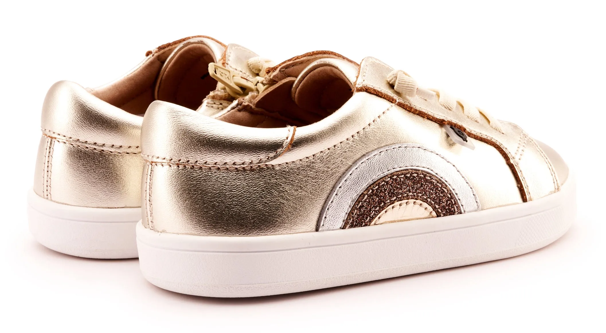 Old Soles Girl's 1010 Rainbow Jumpa Casual Shoes - Titanium / Silver / Glam Choc / Gold Adolescent Shoes