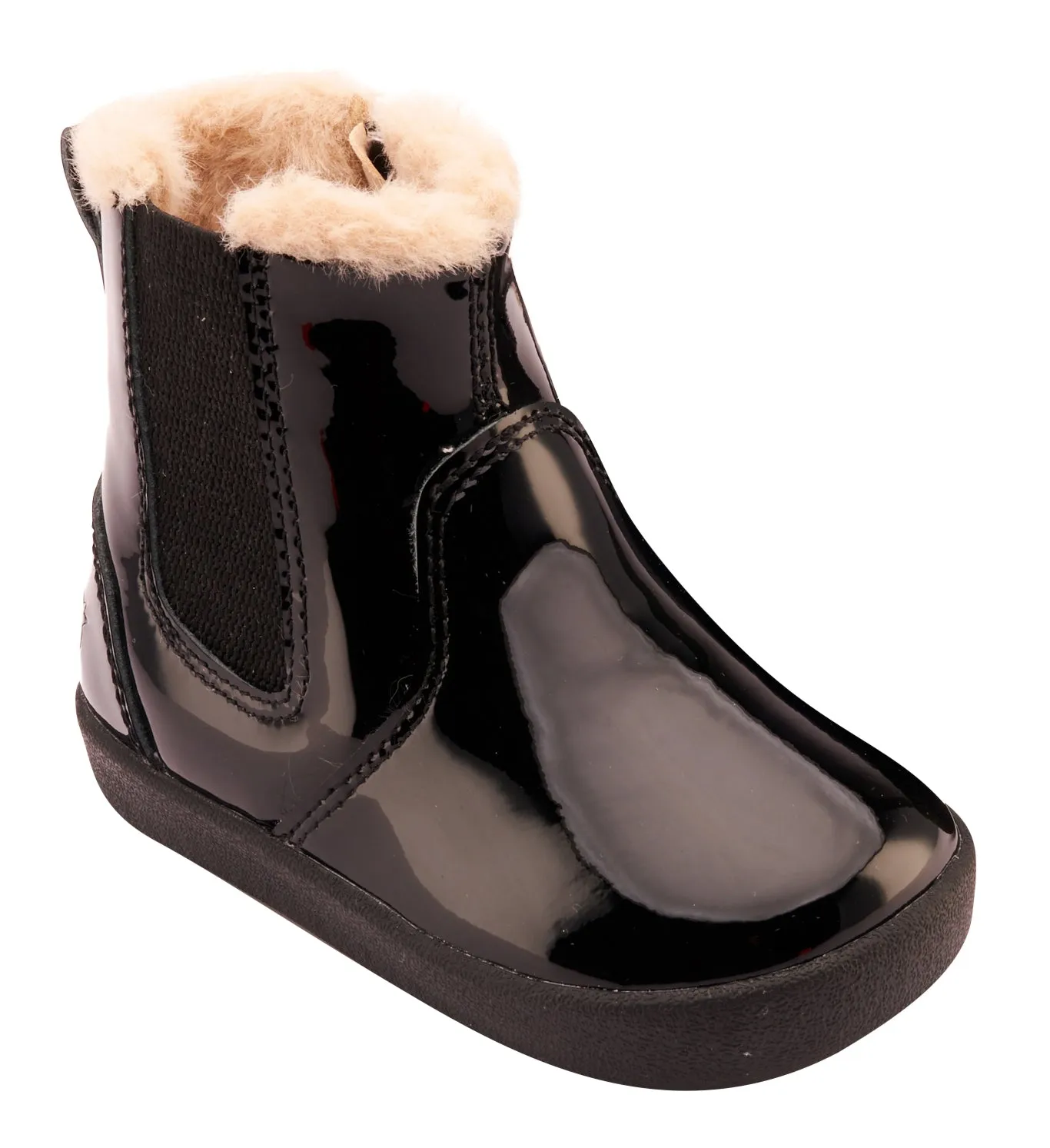 Old Soles Girl's 315 Rider Booties - Black Patent Rubber Outsole