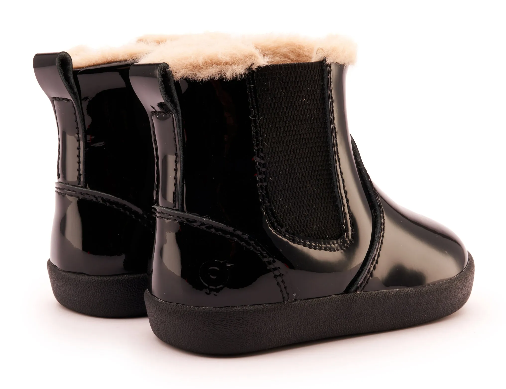 Old Soles Girl's 315 Rider Booties - Black Patent Rubber Outsole