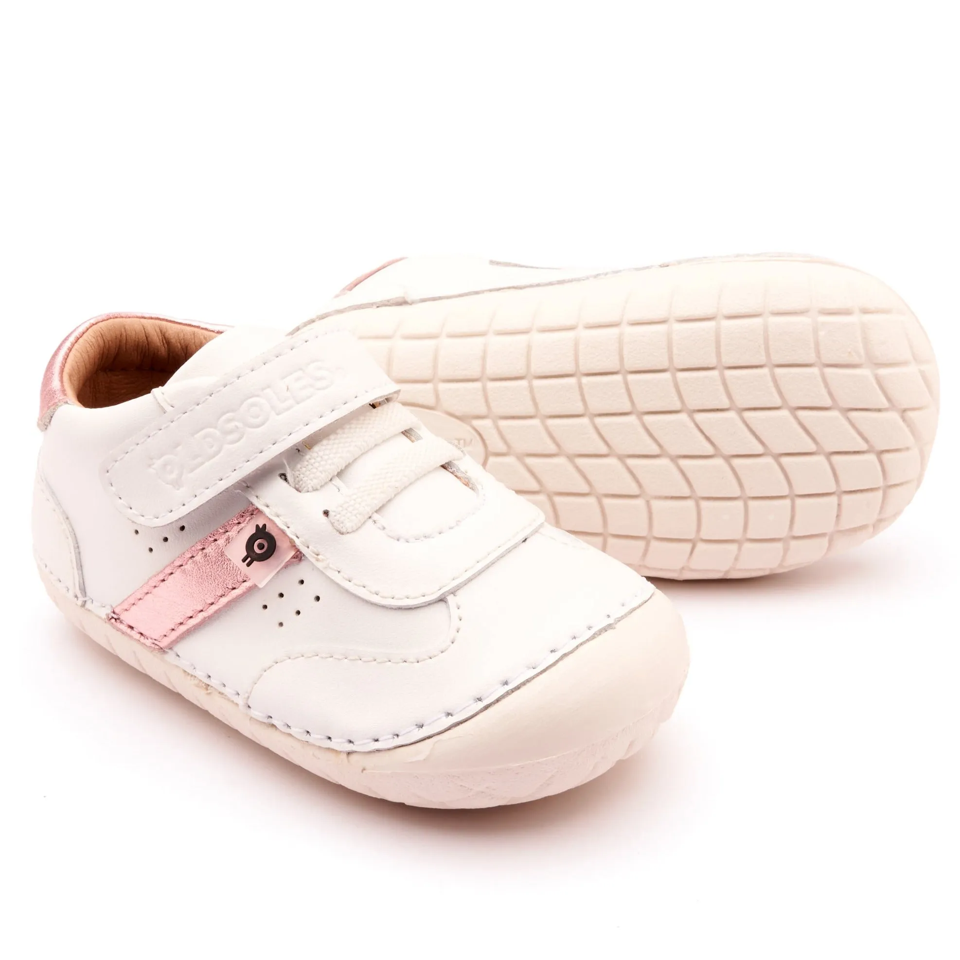 Old Soles Girl's 4100 Roady Pave Casual Shoes - Snow / Pink Frost / White Sole Toddler - sized shoes Kids' spring shoes