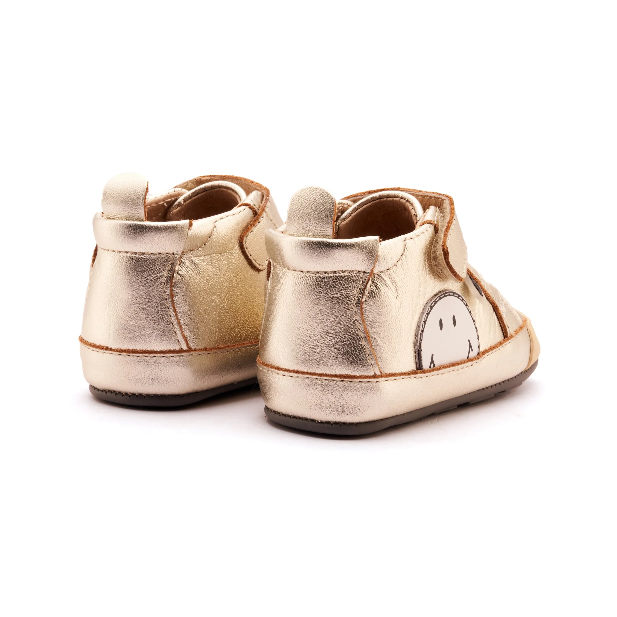 Old Soles Girl's and Boys Super Smile Casual Shoes - Gold / Snow Buckle Details