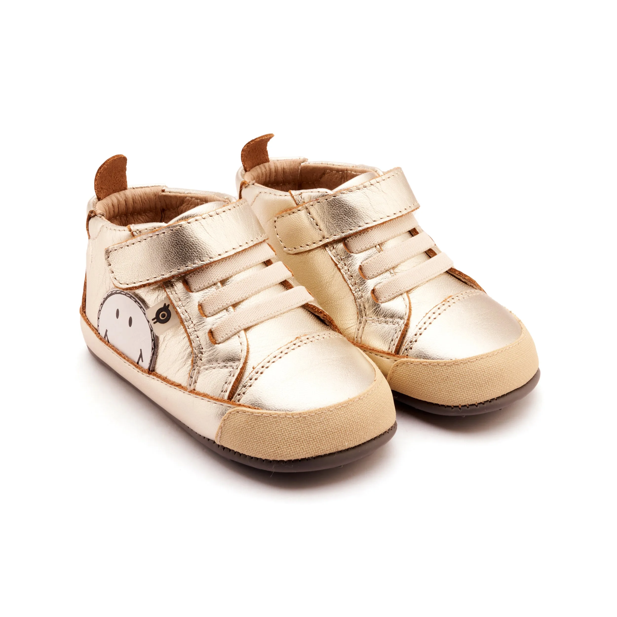 Old Soles Girl's and Boys Super Smile Casual Shoes - Gold / Snow Buckle Details