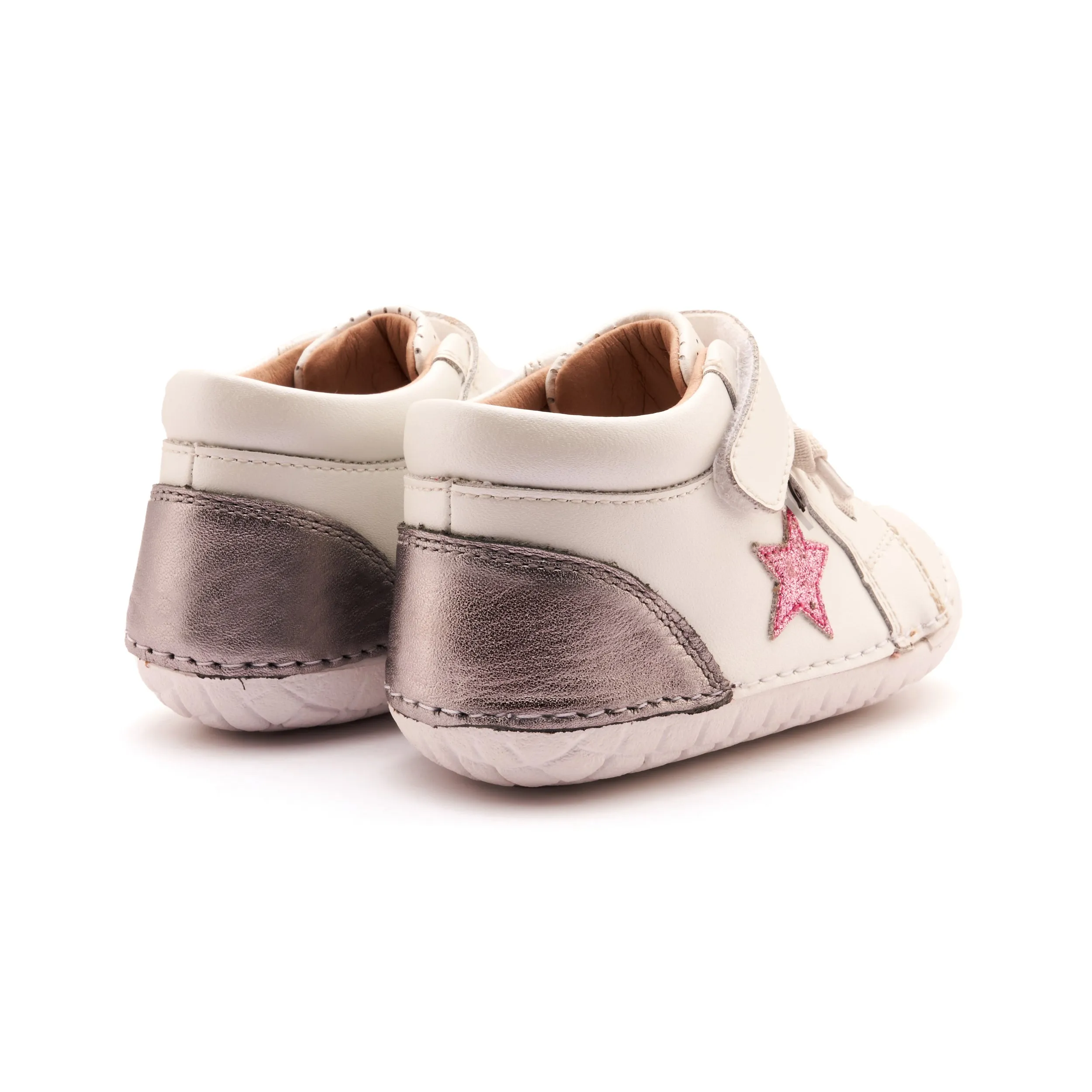 Old Soles Girl's Champster Pave Casual Shoes - Nacardo Blanco / Rich Silver / Glam Pink Chic Looks