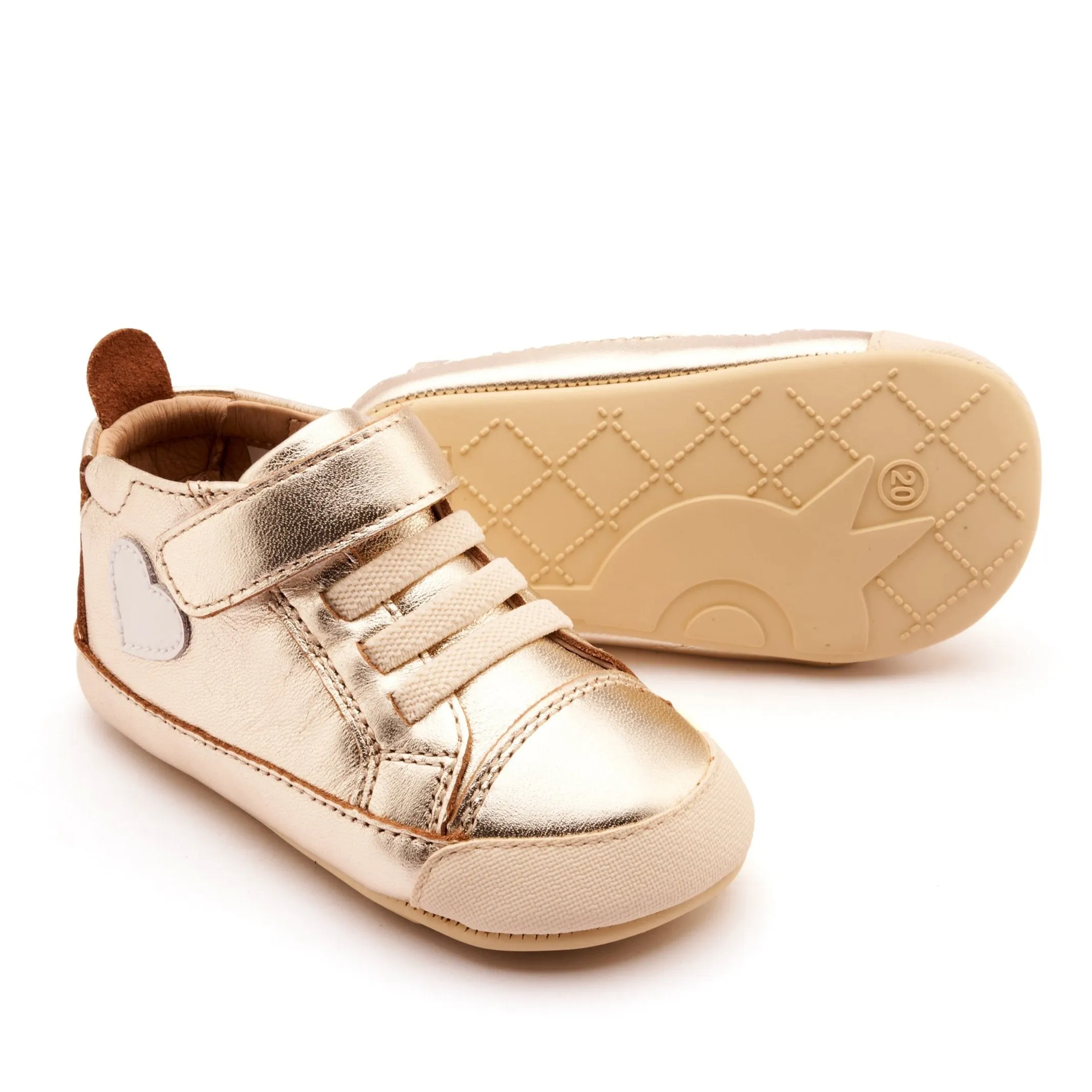 Old Soles Girl's Heartie Casual Shoes - Gold / Nacardo Blanco Padded Tongue