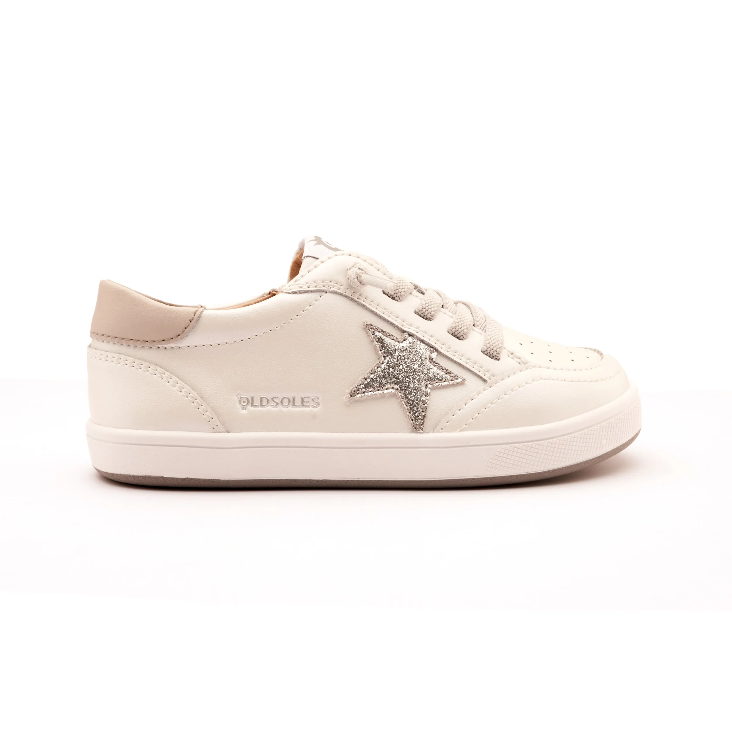 Old Soles Girl's Platinum Runner Casual Shoes - Nacardo Blanco / Gris / Glam Argent Mobile Friendly