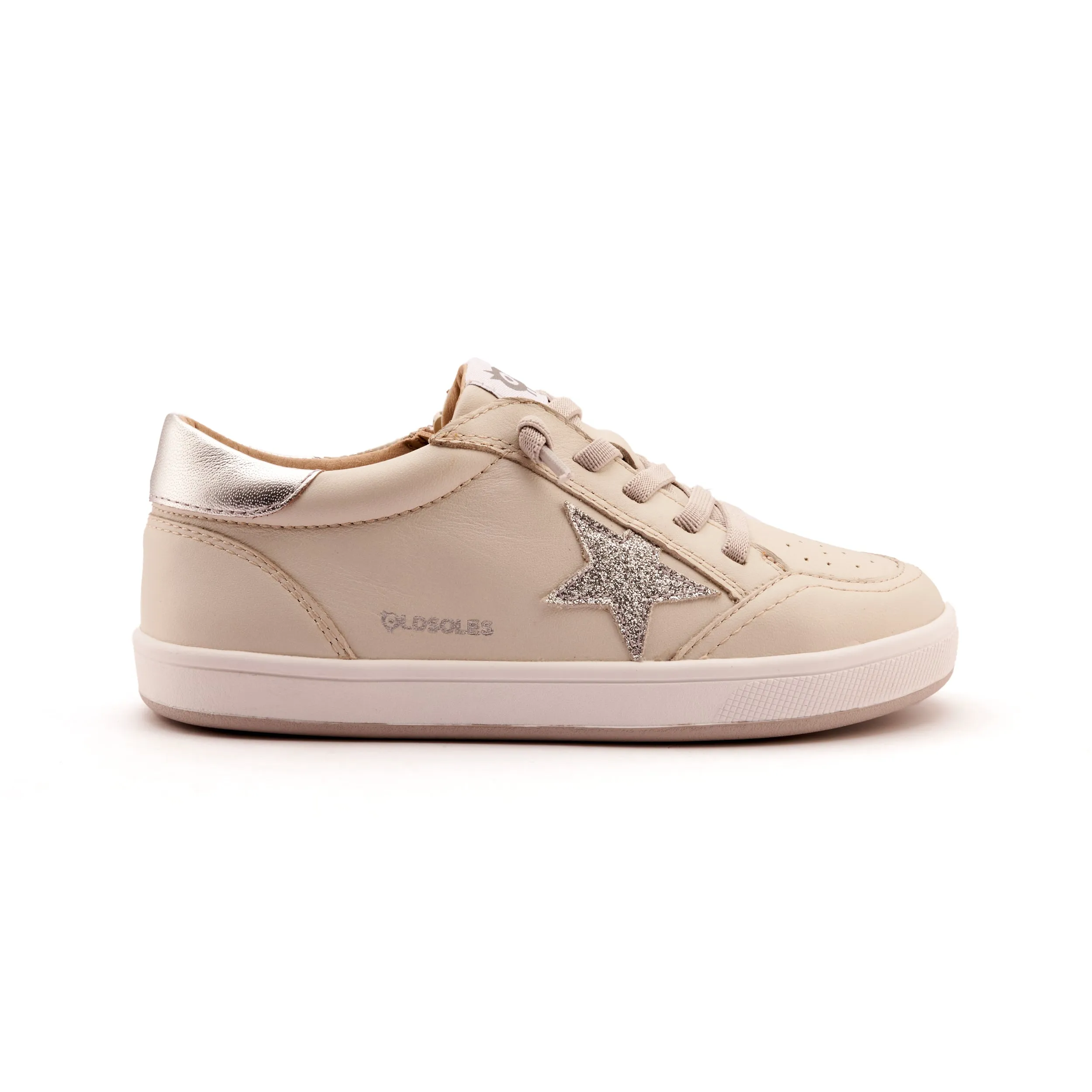 Old Soles Girl's Platinum Runner Casual Shoes - Vanilla / Glam Argent / Silver Stylish Kids