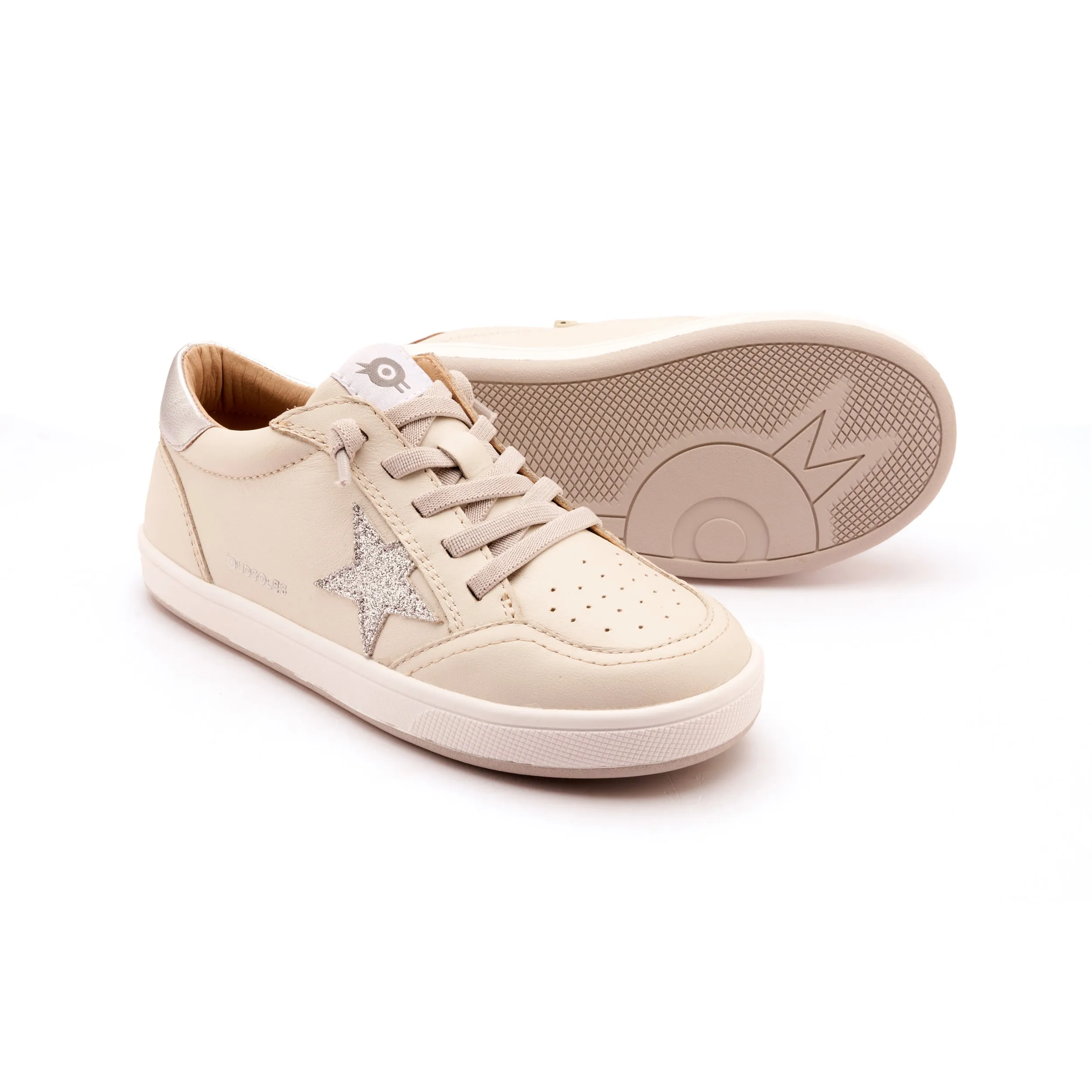 Old Soles Girl's Platinum Runner Casual Shoes - Vanilla / Glam Argent / Silver Stylish Kids
