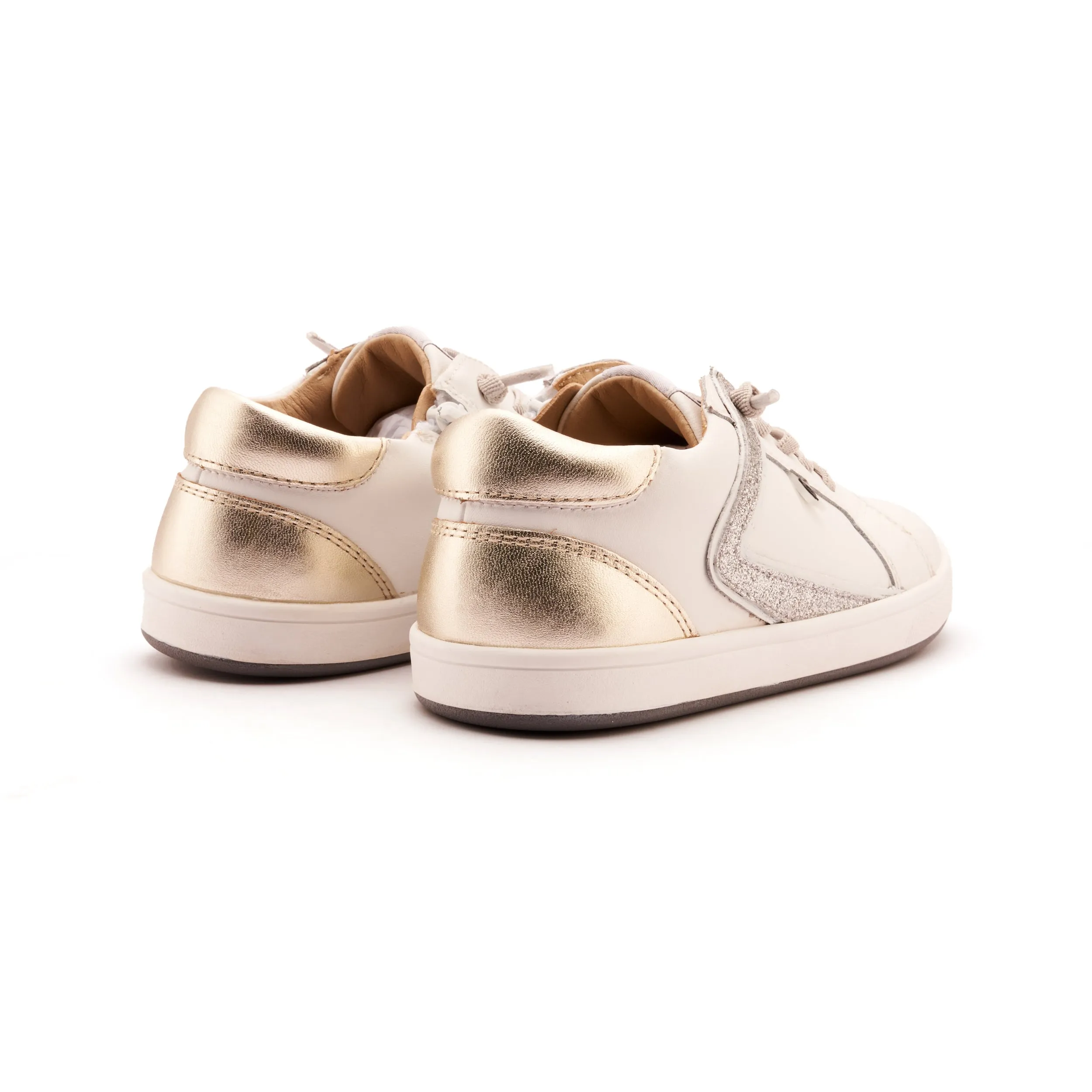 Old Soles Girl's Sash Runner Casual Shoes - Snow / Gold / Glam Argent Flexible Soles