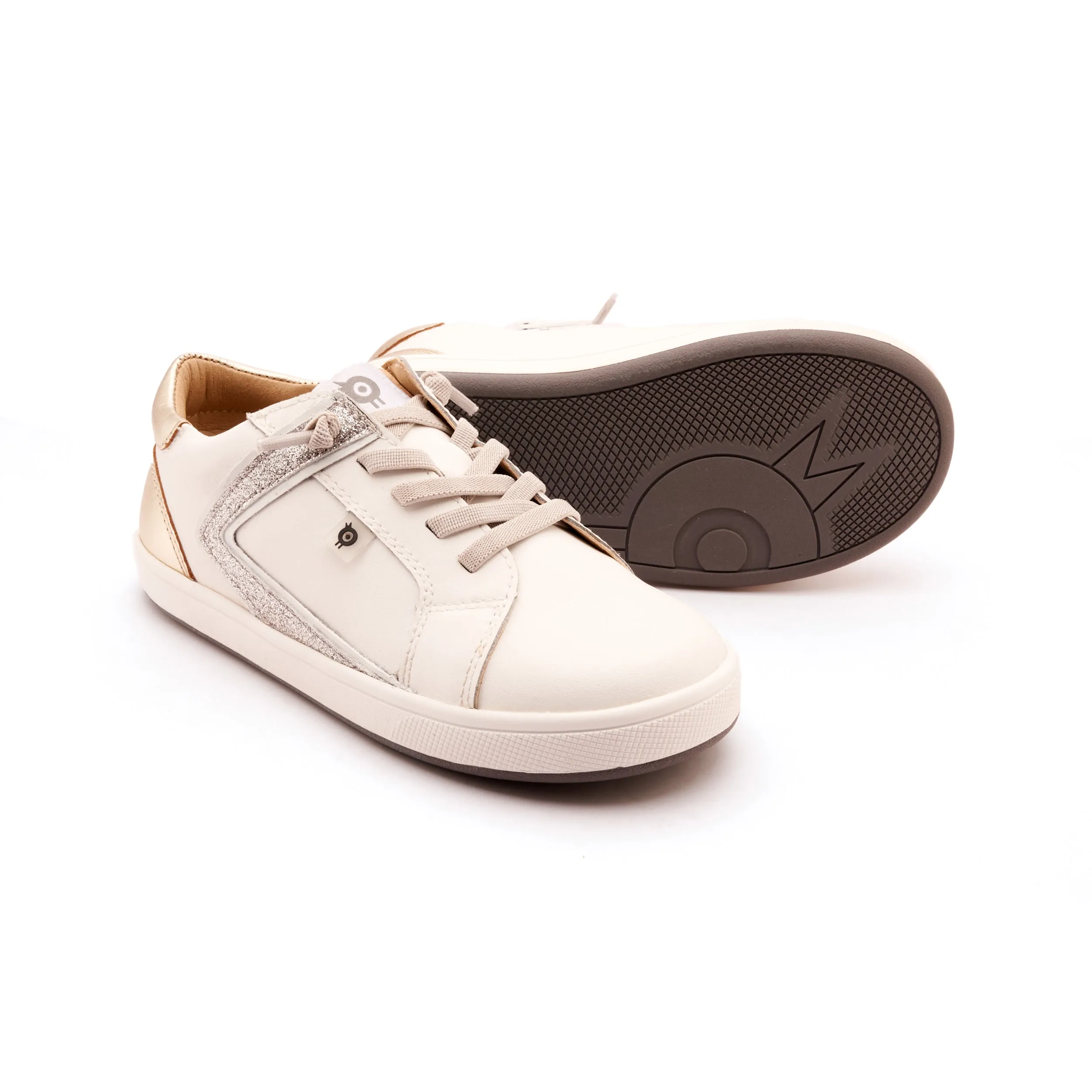 Old Soles Girl's Sash Runner Casual Shoes - Snow / Gold / Glam Argent Flexible Soles