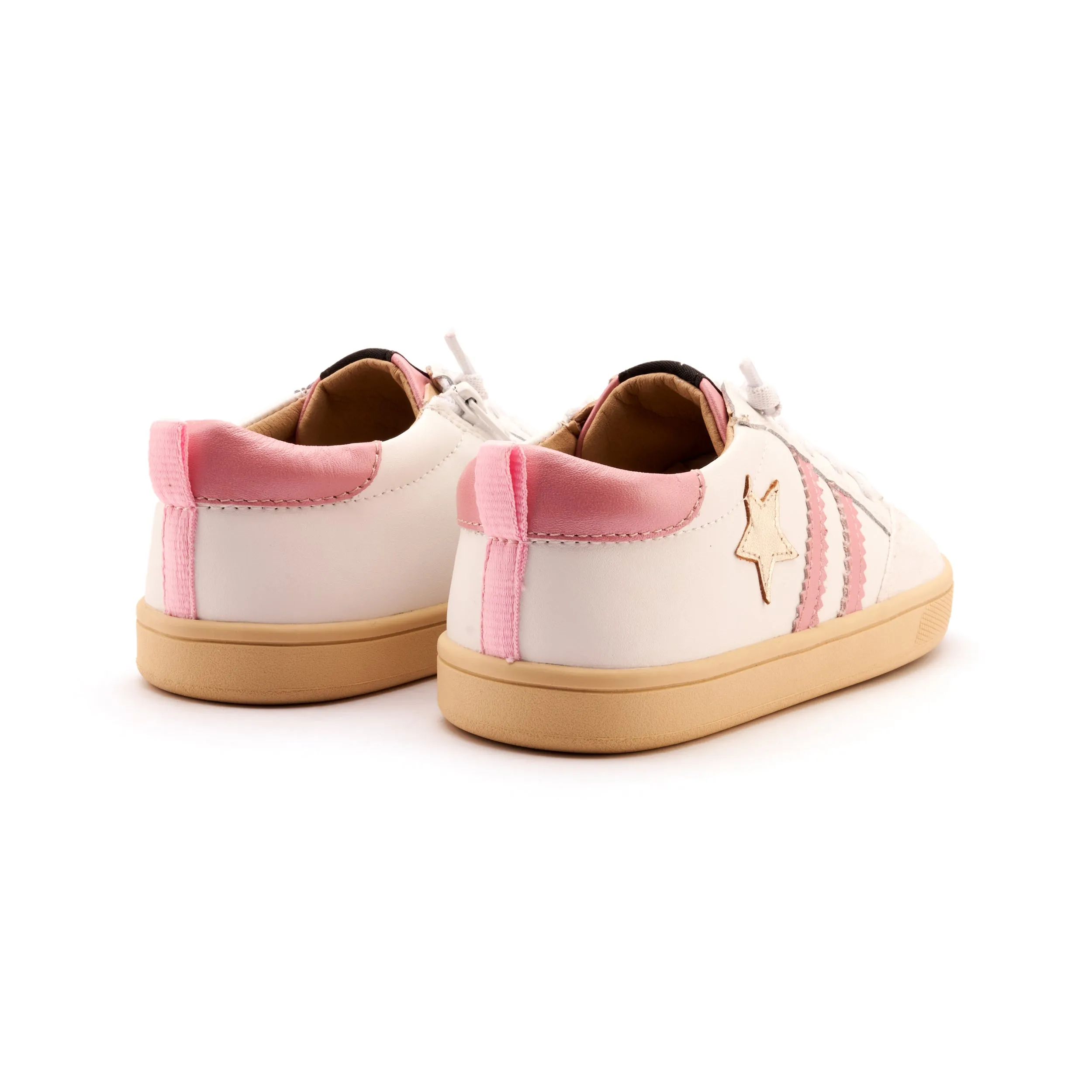 Old Soles Girl's WOS Runner Casual Shoes - Snow / Gold / Pearlised Pink Indoor Use