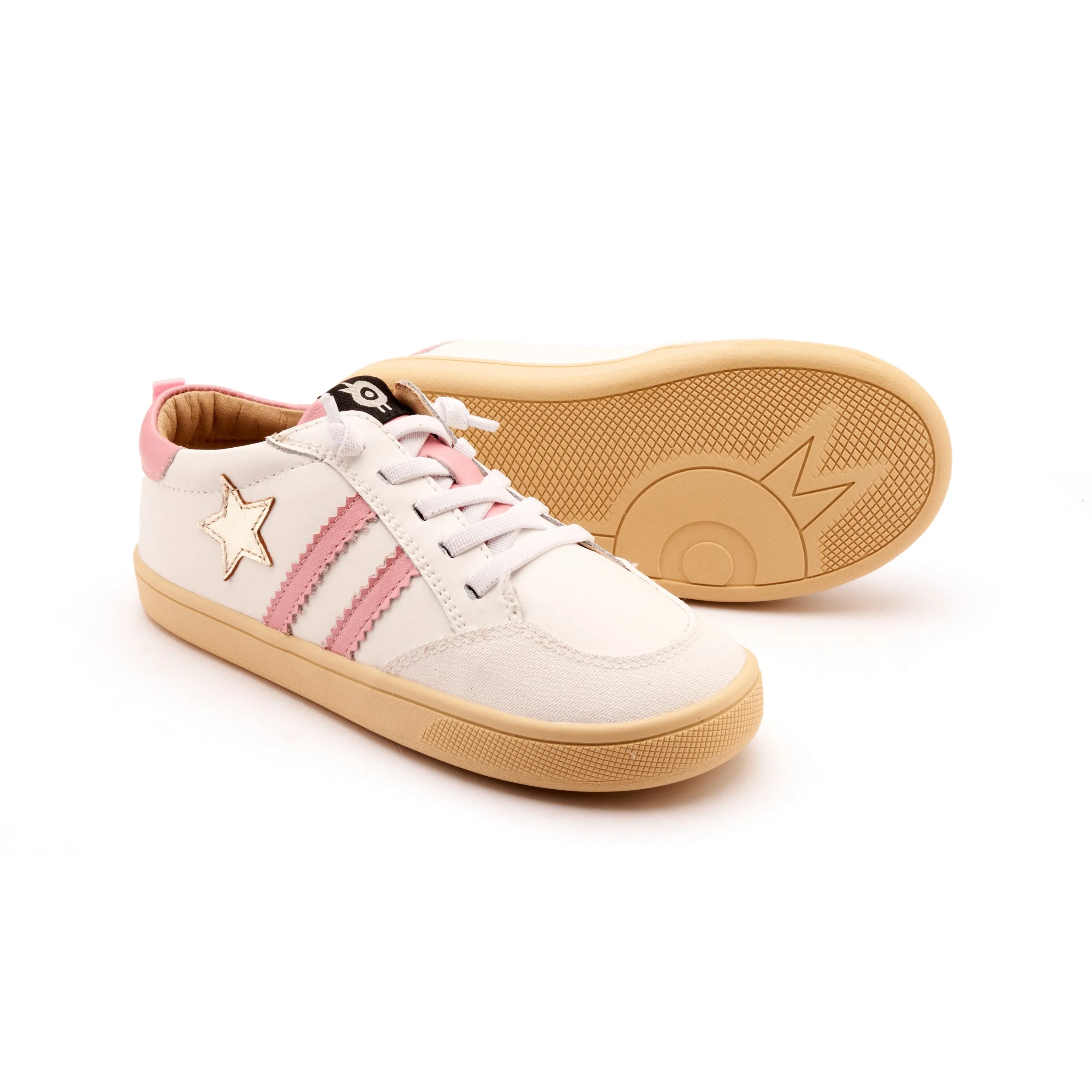 Old Soles Girl's WOS Runner Casual Shoes - Snow / Gold / Pearlised Pink Indoor Use