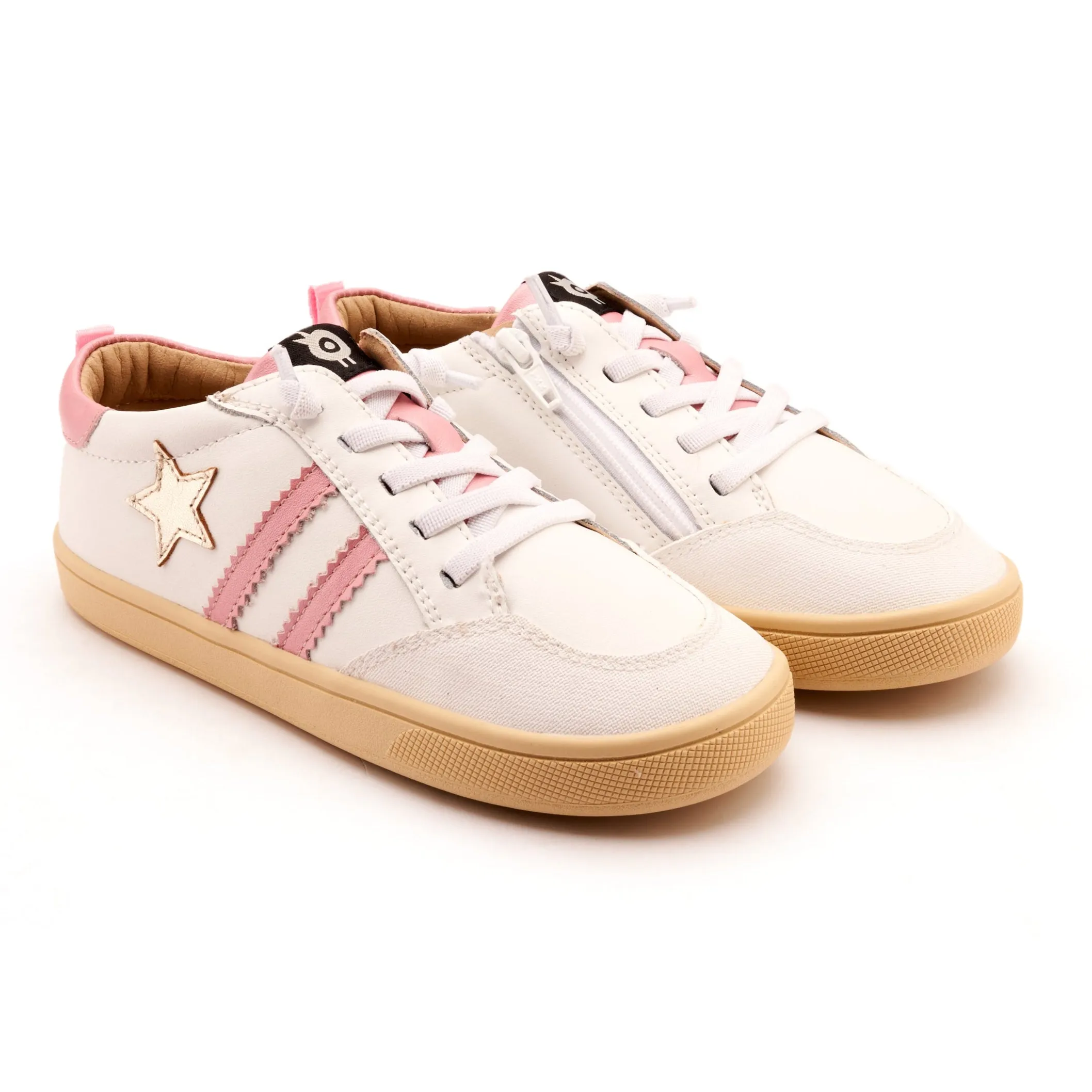 Old Soles Girl's WOS Runner Casual Shoes - Snow / Gold / Pearlised Pink Indoor Use